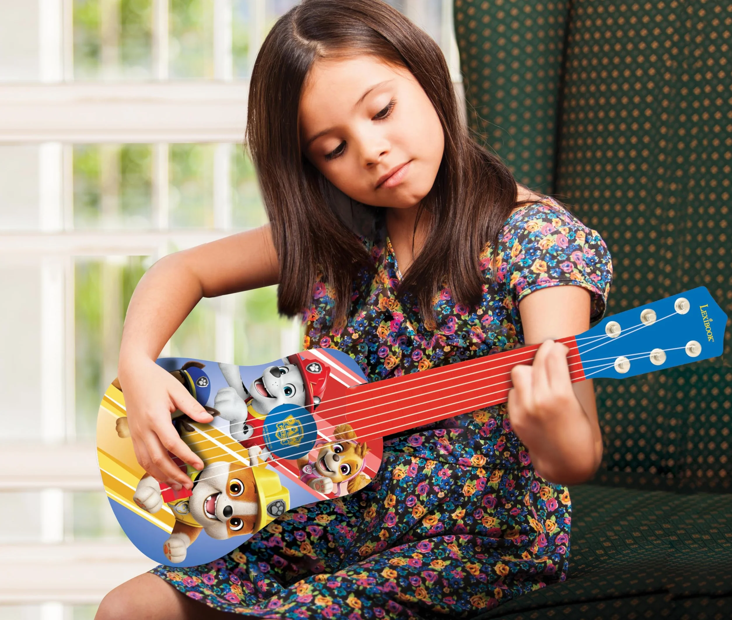 Lexibook Paw Patrol La Squadra dei Cuccioli Chase La mia Prima Chitarra, 6 corde in nylon, 53 cm, guida inclusa, blu/rosso, K200PALXB