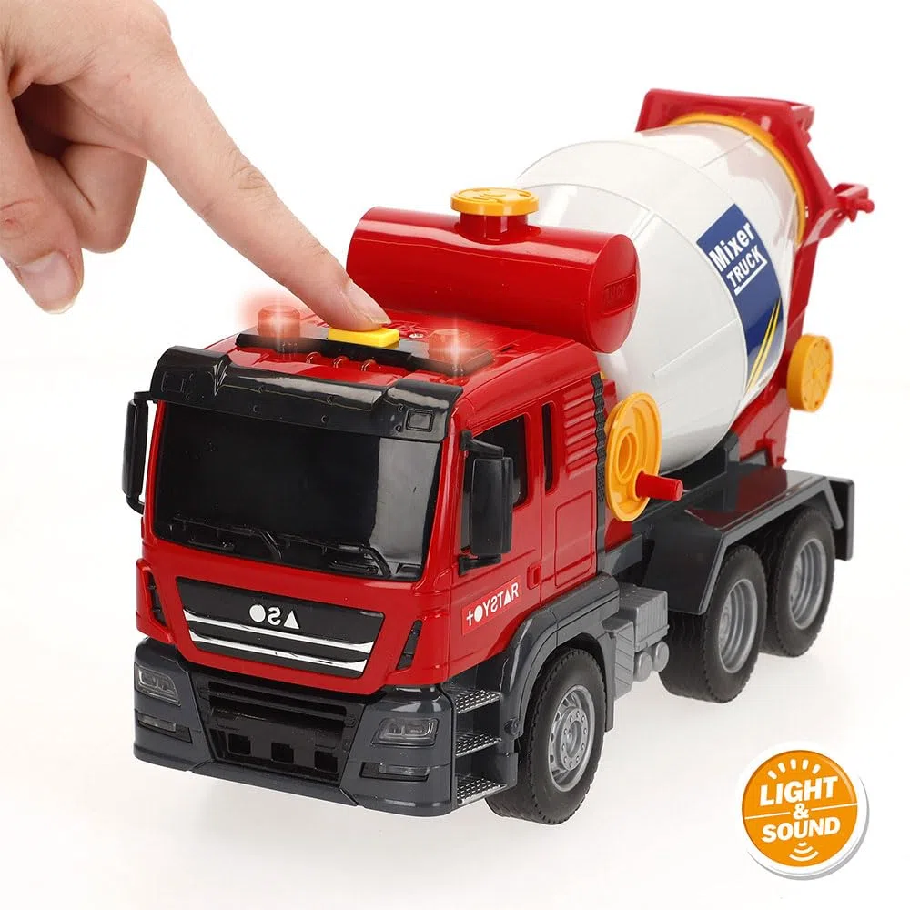 ColorBaby Speed & Go Camion da costruzione Giocattolo, Betoniera con luci e suoni, sistema di attrito, scala 1:14, 9x26x14 cm, auto per bambini +3 anni (39061)
