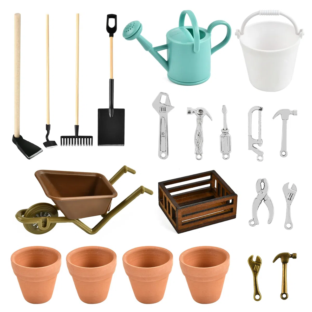 18 Pezzi Accessori per Giardino in Miniatura,Mini Casa Delle Bambole in Miniatura,Attrezzi da Giardinaggio Adatto per Decorare Mini Giardino