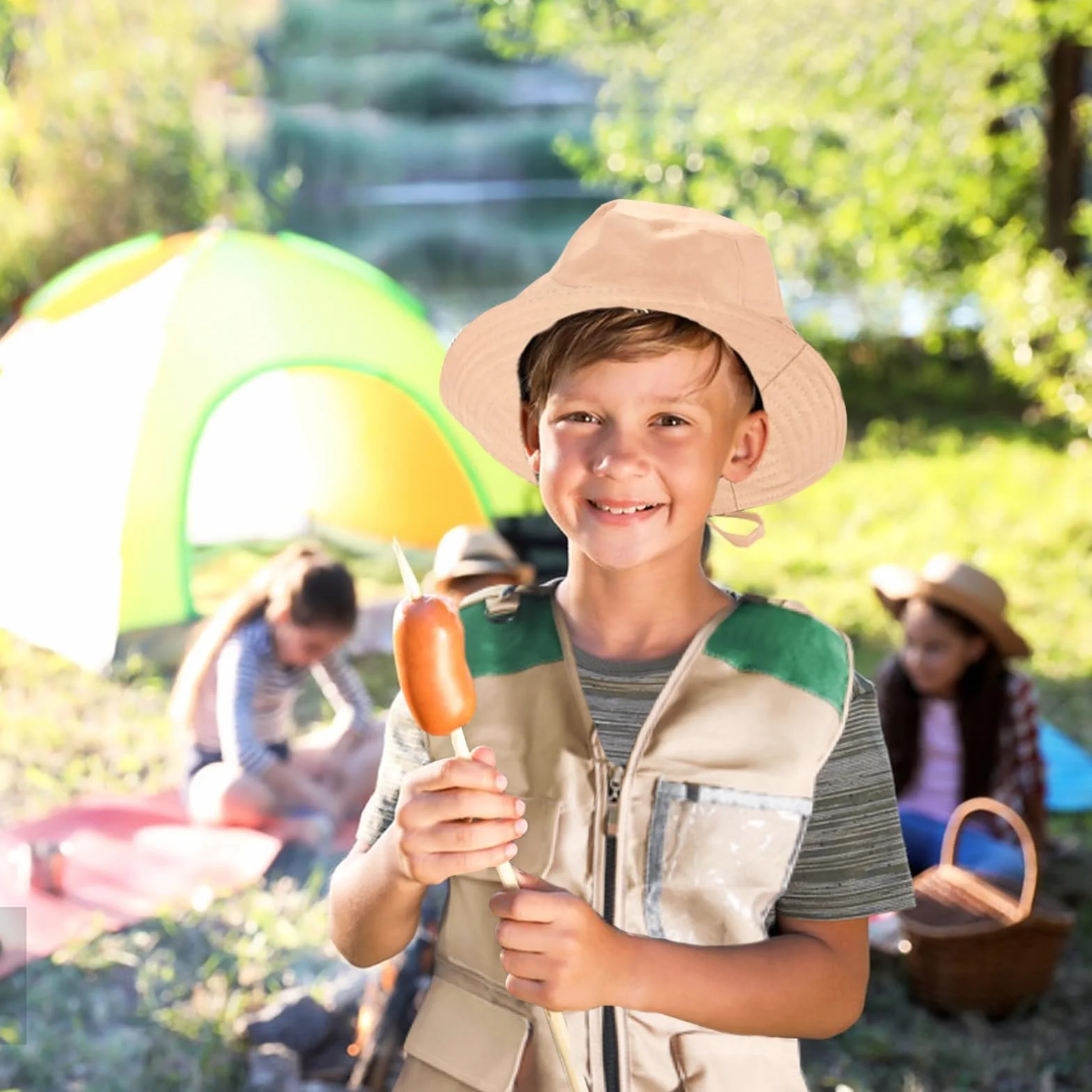 Set di esplorazione per Bambini, Set di Giocattoli da Esploratore Esterno con Gilet, Cappello, Attrezzatura da Campeggio per Bambini, per Avventura Campeggio Escursionismo (A)