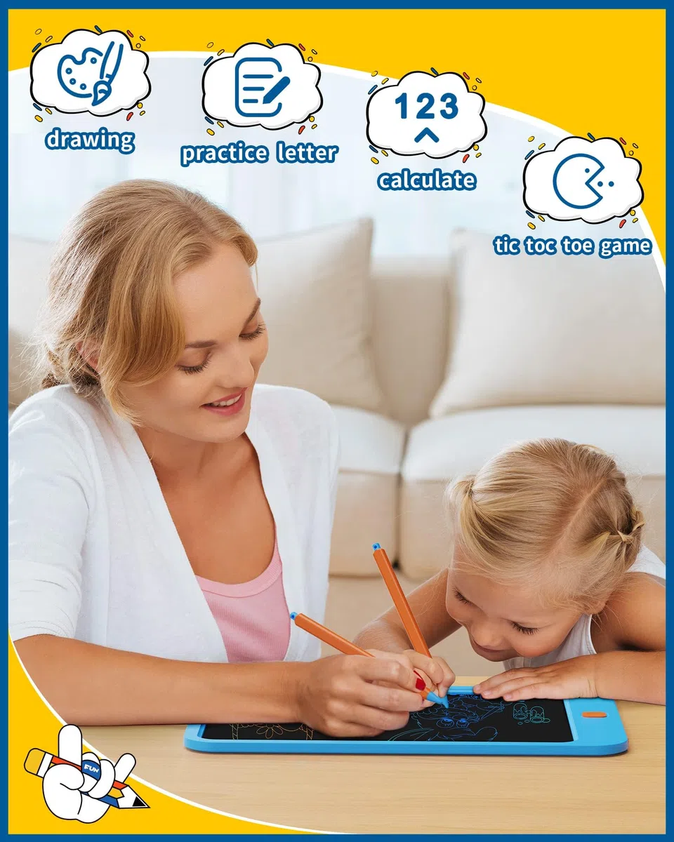TEKFUN Tavoletta Grafica Bambini 10 Pollici, Lavagnetta Cancellabile Bambini Lavagnetta Magnetica, Bambin Giocattolo Giochi Regalo di Compleanno Bambina Bambino 2 3 4 5 6 + Anni (Blu)