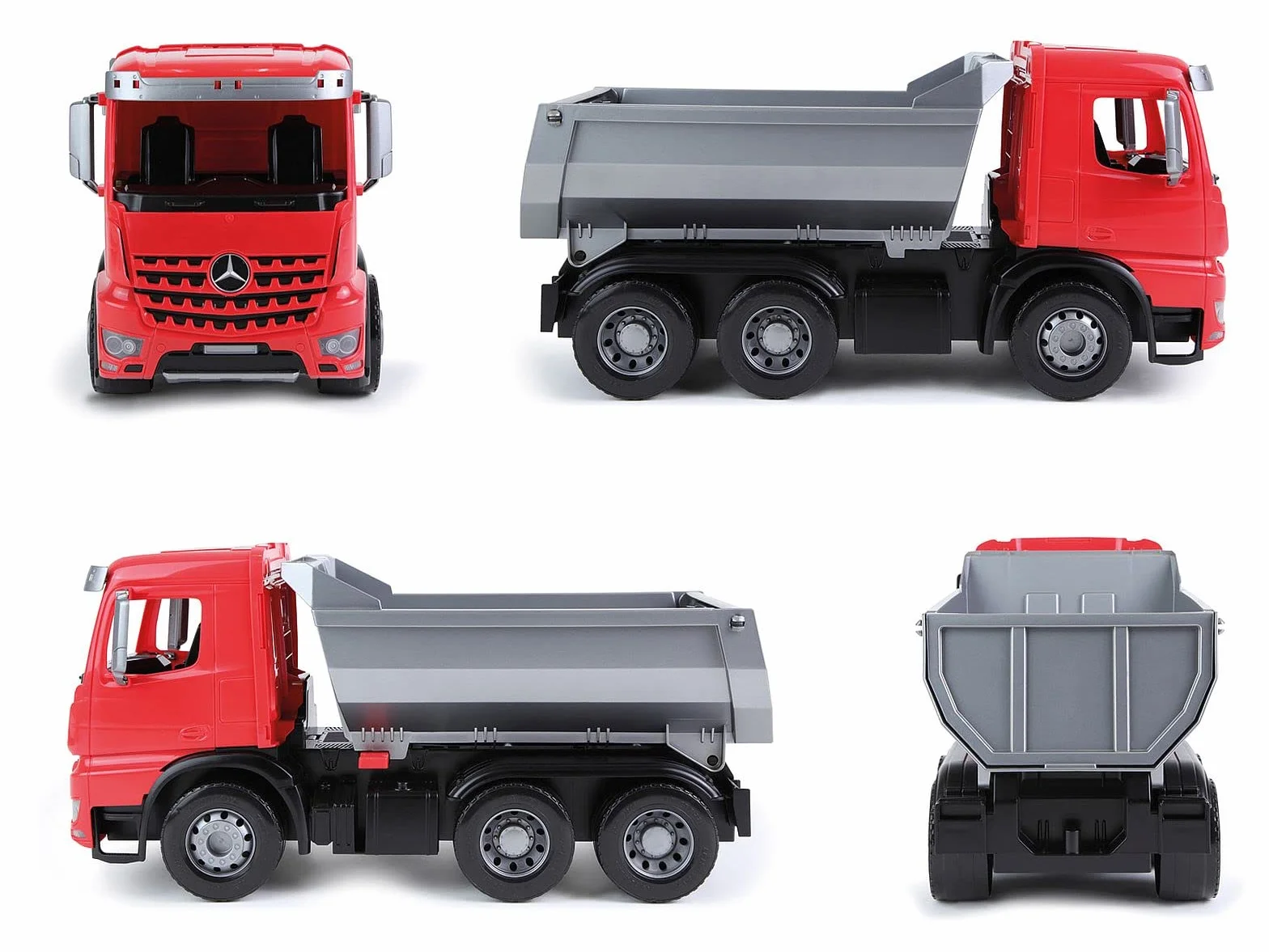 LENA - Worxx Mercedes Benz Arocs Ribaltabile Veicolo Giocattolo per 3+ Anni Bambini, Rosso/Grigio