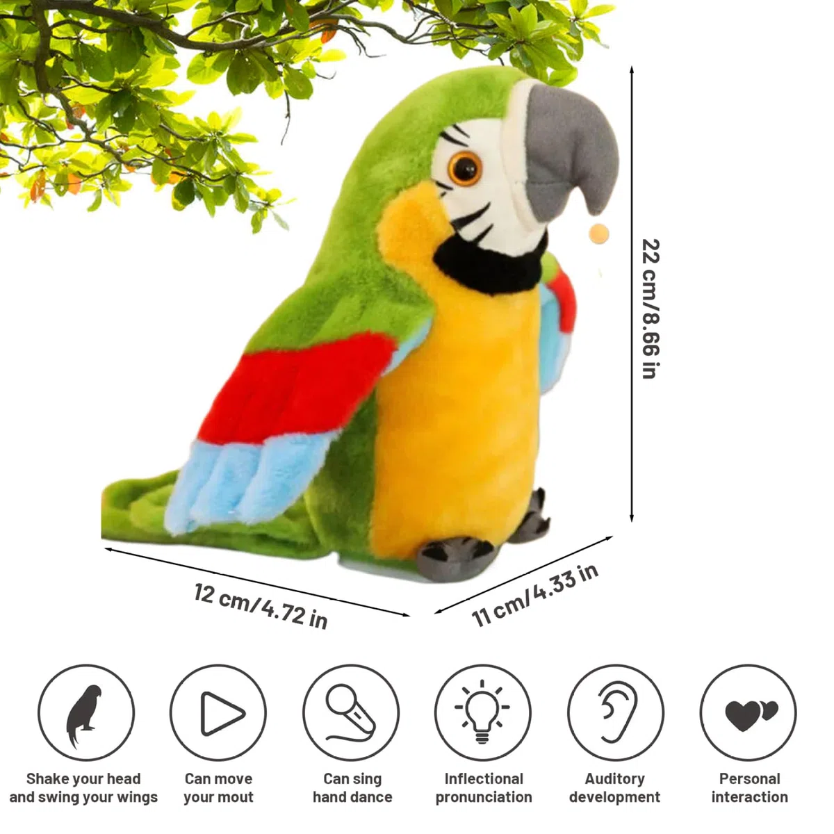 Pappagallo parlante Ripeti Quello Che dici Giocattoli per pappagalli Animali di Peluche parlanti Peluche Registrazione Elettronica Animato Scuoti Ala Giocattoli parlanti per Bambini Ragazzi