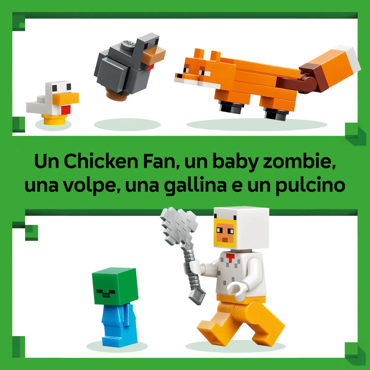 LEGO Minecraft Fattoria di Galline - Giocattolo da Costruire con Minifigure di un Fan della Gallina, Mob di un Baby Zombie e di una Volpe - Regalo per Gamer, Bambini e Bambine da 7 Anni in su - 21585