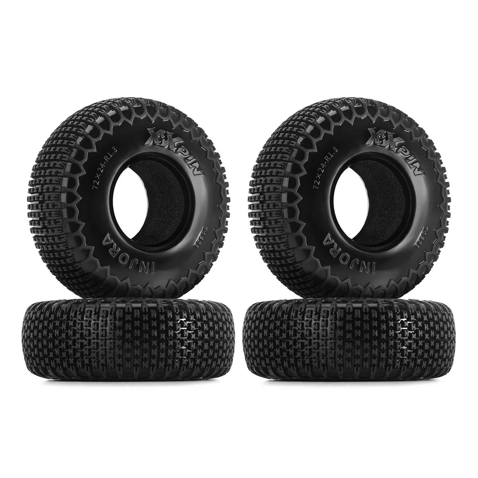 INJORA Pneumatici Pin XHX da 1,3" per TRX4m SCX24, 72 * 24mm, Composto S5, 4 pezzi