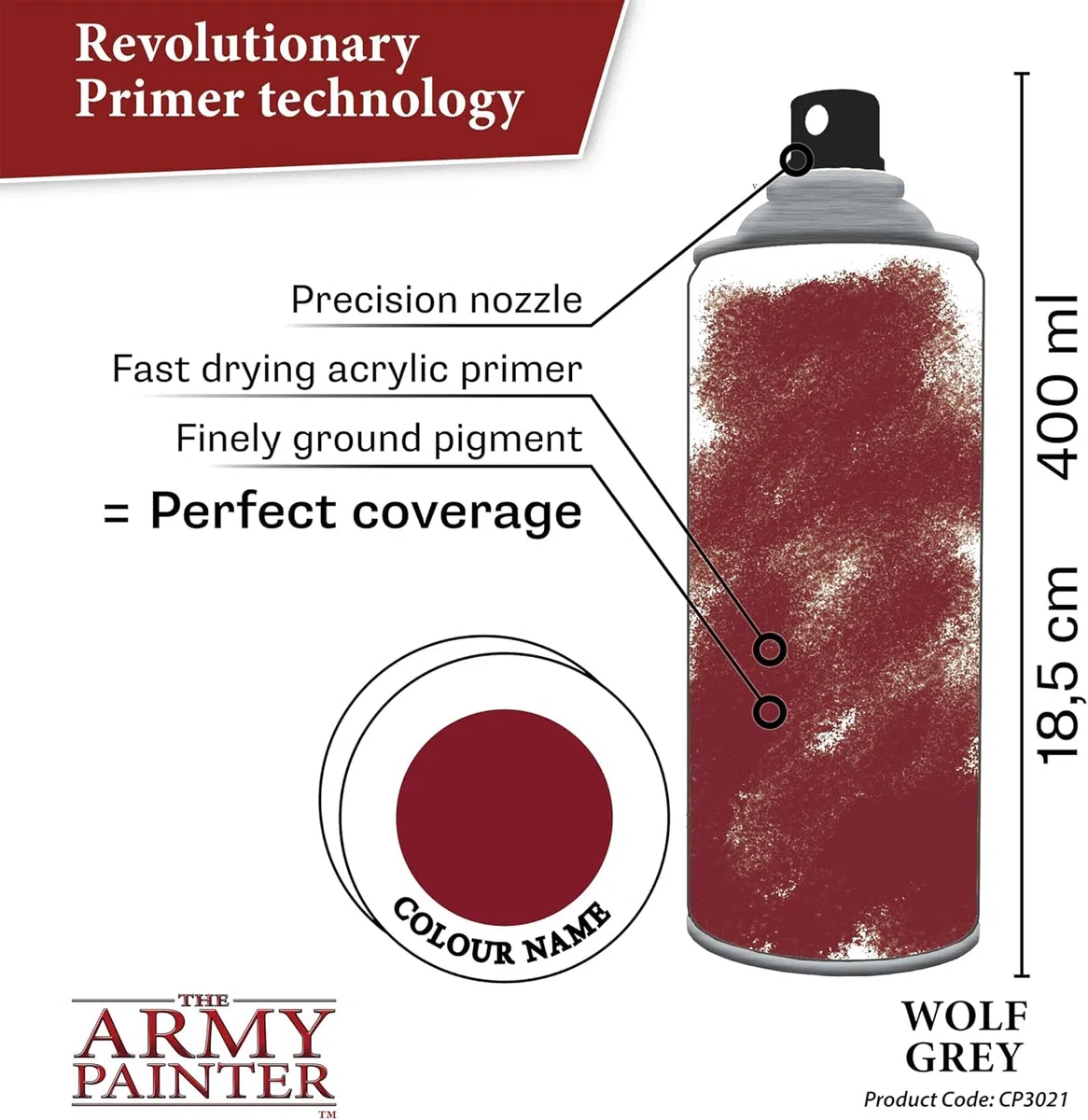 Army Painter 3021 - Primer Spray per dipingere Miniature, Colore: Grigio