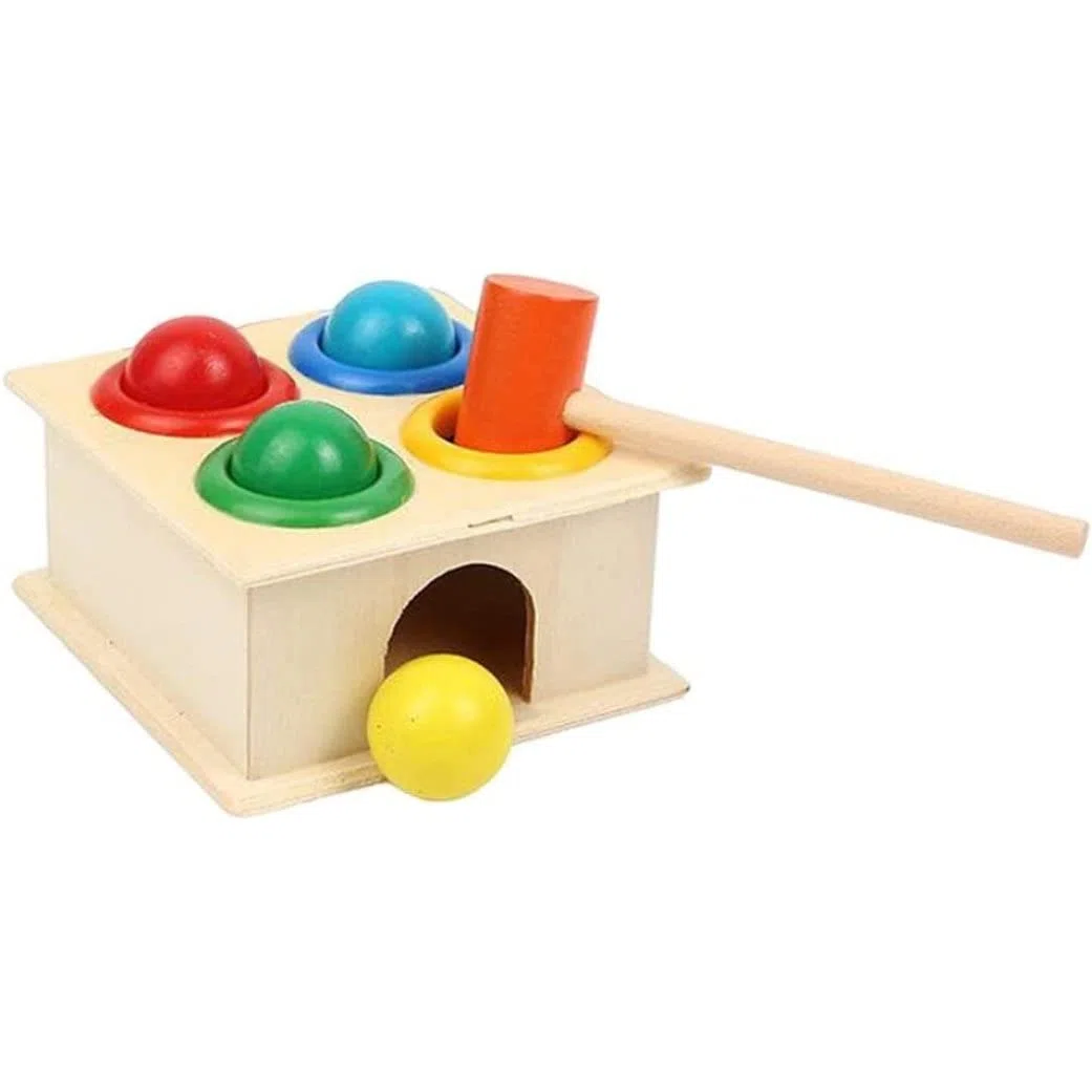 Martello di legno giocattolo per bambini, panca per battere, gioco con martello di legno, caduta della palla, giocattoli per bambini piccoli, palla, blocchi, caduta del bambino, giocattoli per