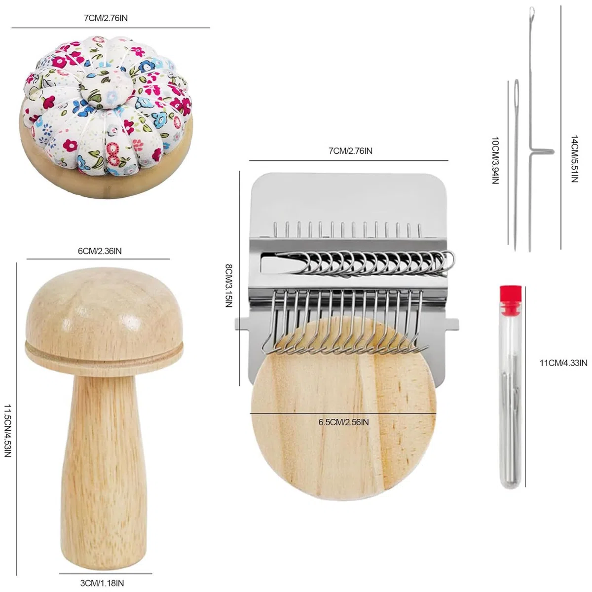 Generico Kit di per tessitura, set di riparazione per rammendo, strumenti per rammendare, ganci e aghi, kit toppe per filo per sciarpe di stoffa, maglioni, strumento per tessitura con struttura