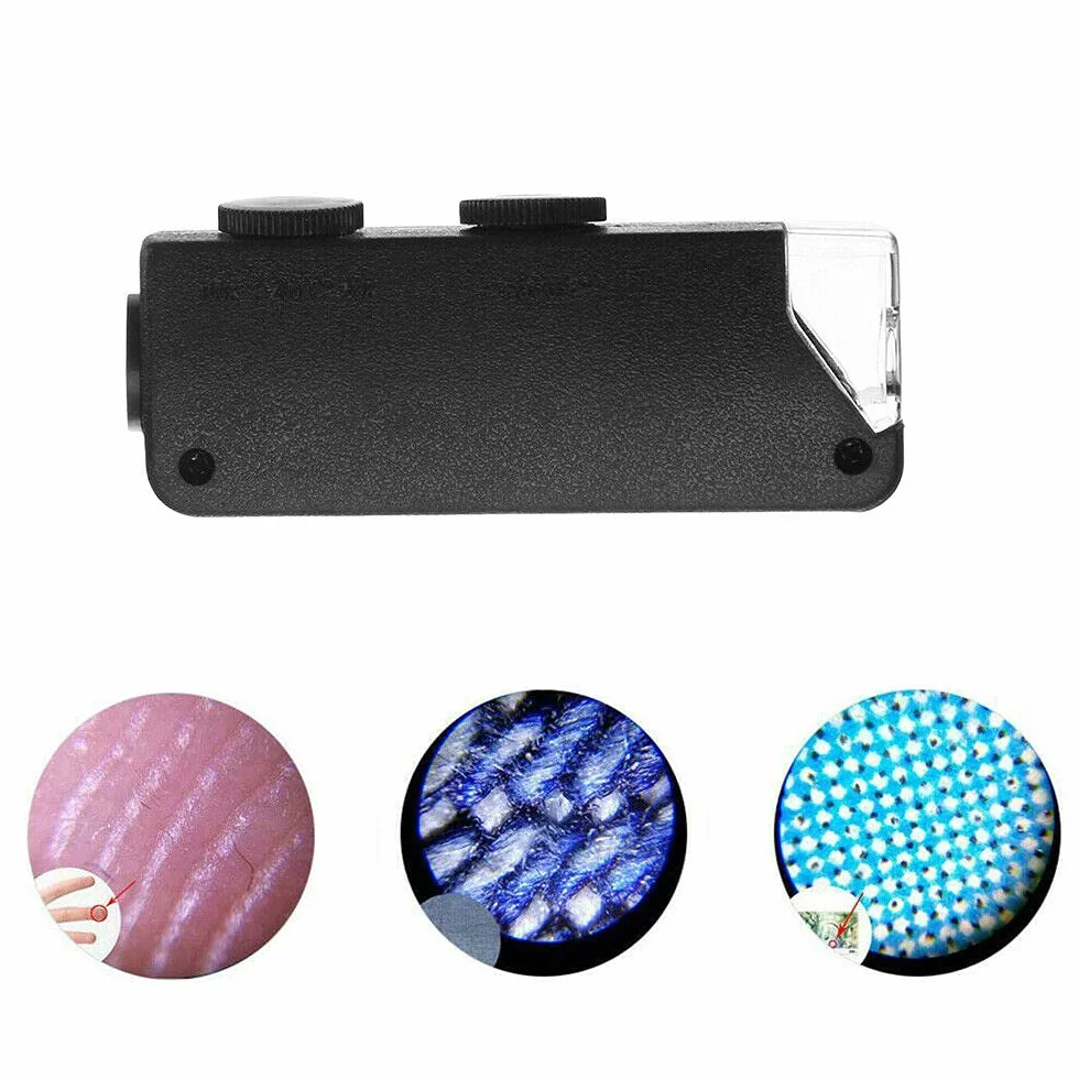 Mini microscopio illuminato a LED da 60X - 100X, lente d'ingrandimento per gioielli, monete, gemme, francobolli, orologi, rocce