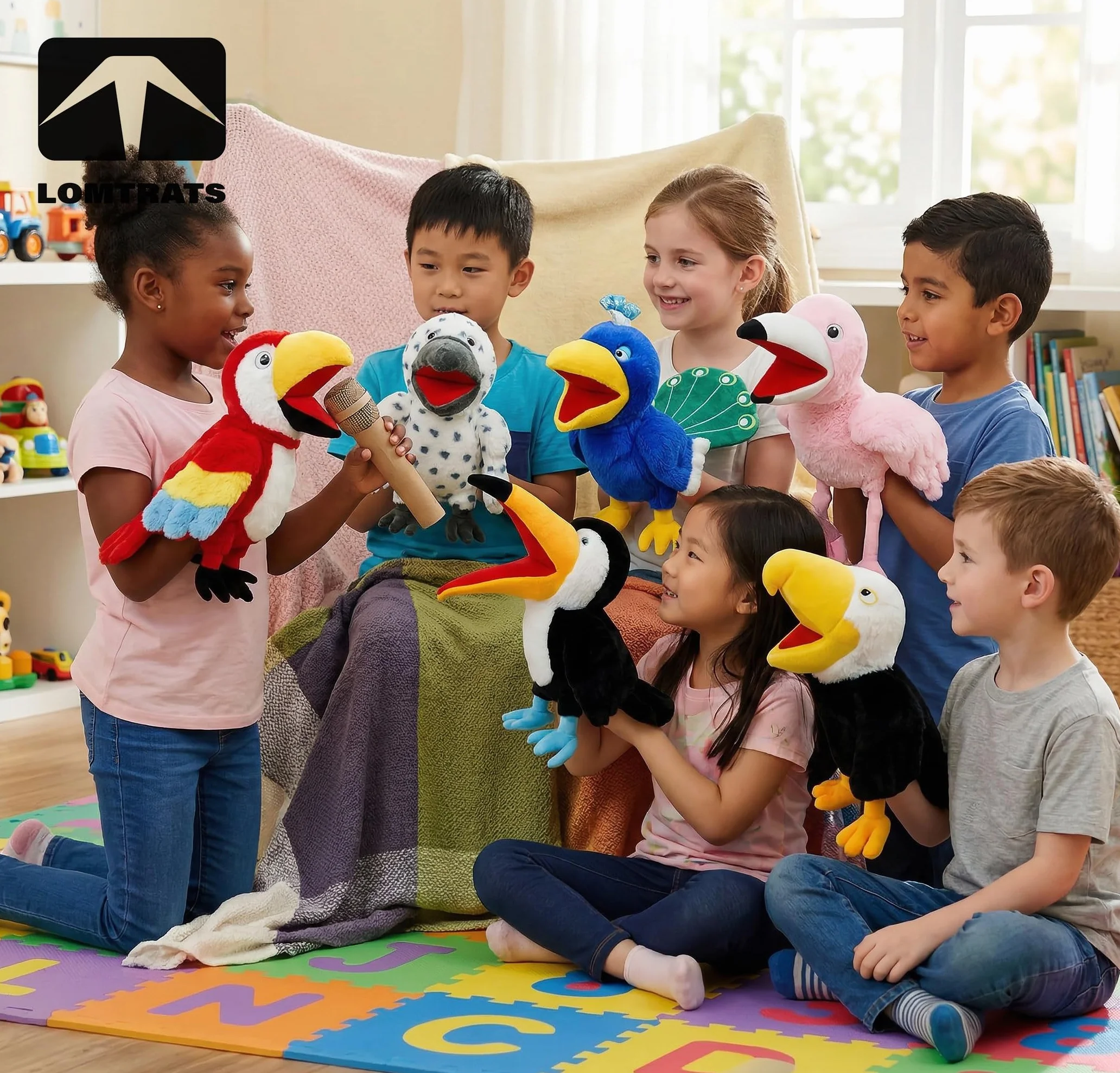 Marionette a mano per uccelli per bambini,include pappagalli, pavoni, ecc. Con bocche aperte mobili, perfette per raccontare storie, insegnare, scuola materna, regali di compleanno