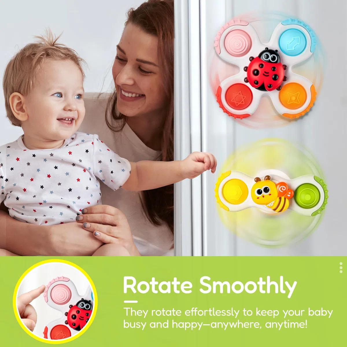 lerrbo 3 Pezzi Giocattolo Pop-Spinner con Ventosa per Ragazzi e Ragazze Età 1 Anno, Giocattolo da Bagno Sensibile per Bambini Piccoli Età 12–18 Mesi, Ciotole per Calze da Natale