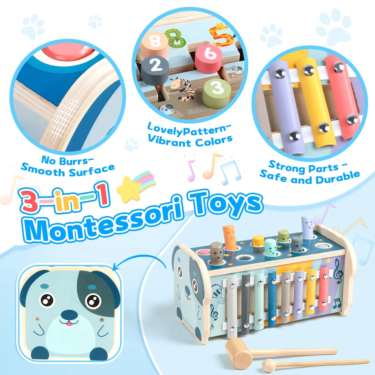 Fajiabao Giochi Legno Bambini 1 Anno con Xilofono/Acchiappa La Talpa Giochi Montessori 1 Anno Gioco Bambino Bimba 1 2 Anno Labirinto Digitale Regalo Natale Bambini 1 Anno