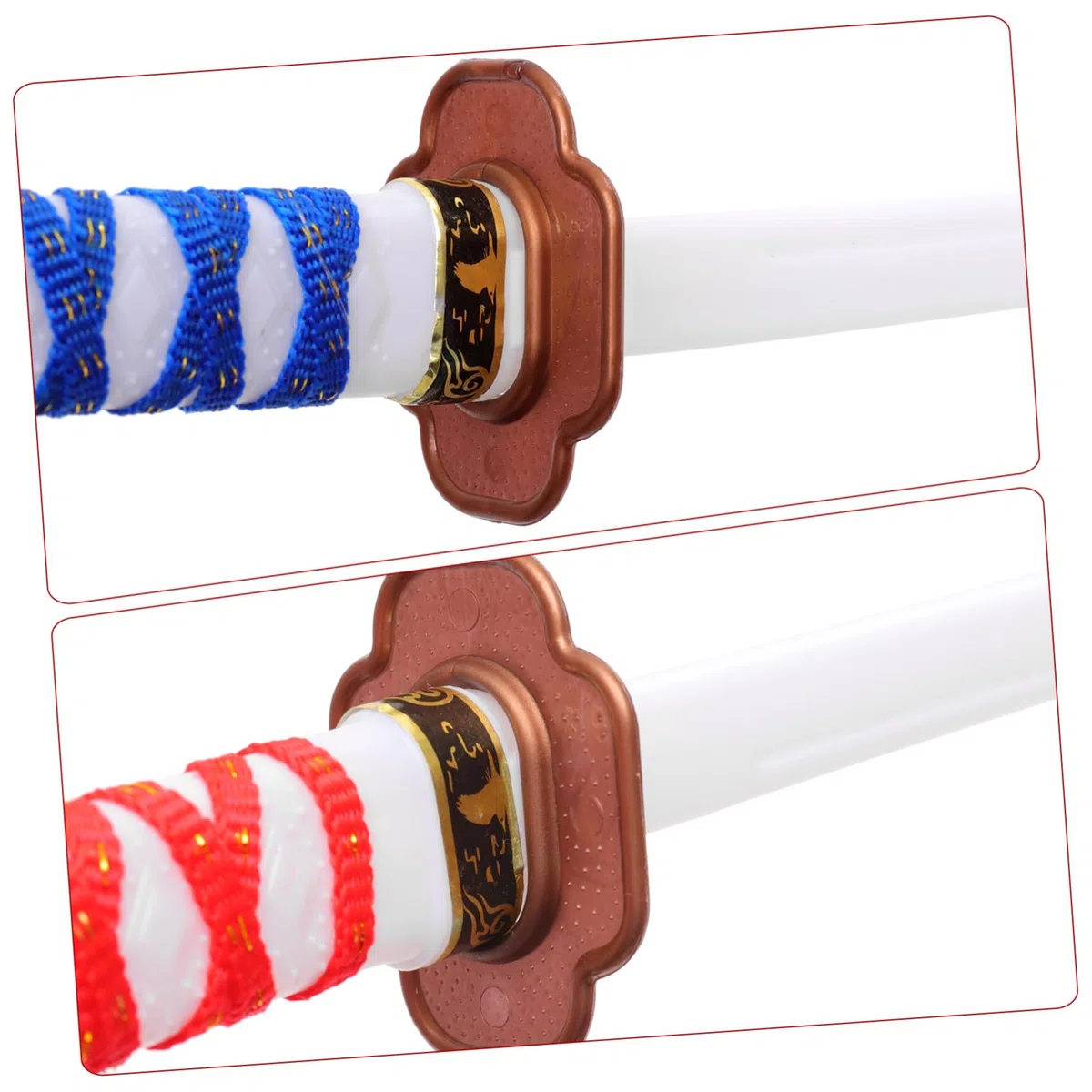 KOMBIUDA Set 3pezzi Spade Giapponesi Giocattolo per Cosplay Samurai, Accessori da Costume in Plastica Sicura, per Feste e Role Play