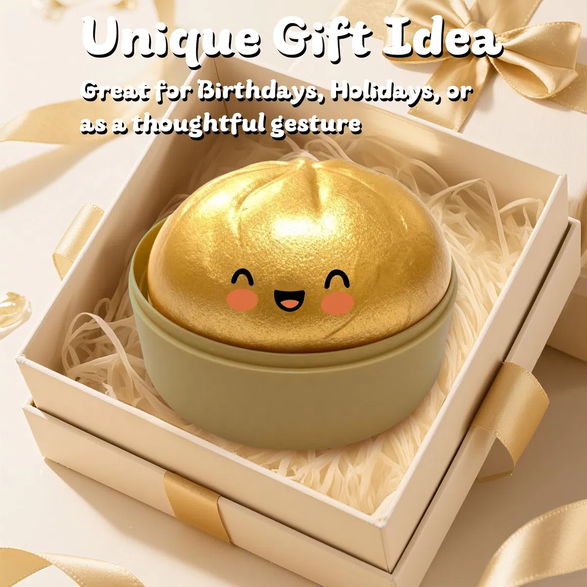 Dumplings Squishy, Gigante Glitter Squishys Ravioli, Divertente Giocattolo Antistress Bao Bun Con Vaporiera, Glitter Dumpling Squishys, Ravioli Spremere Giocattoli, Alleviare l'ansia (C)