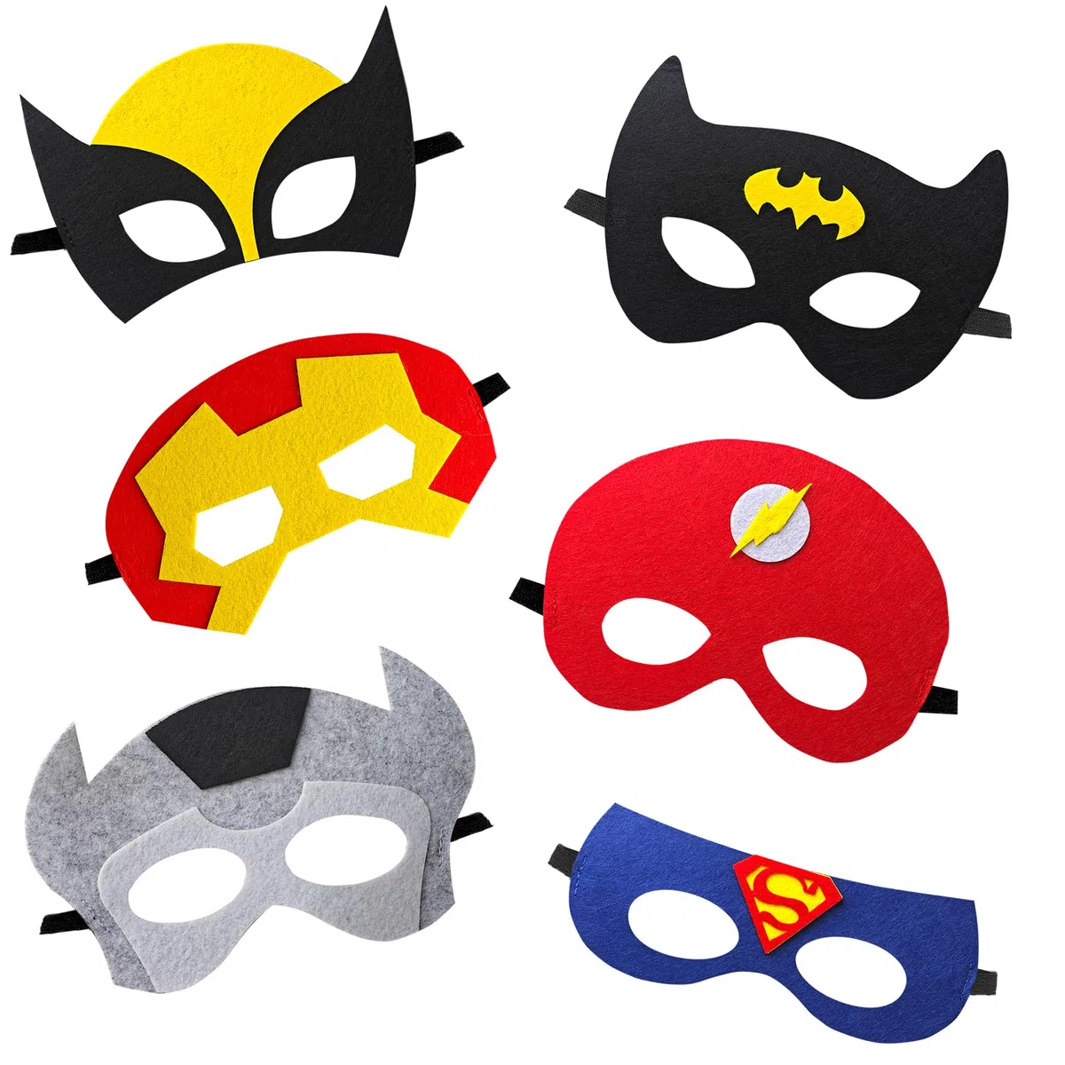 Set di maschere per feste, 12 pezzi, maschere in feltro per bambini, per Halloween, carnevale e costumi di carnevale, regali di compleanno per ragazzi e ragazze