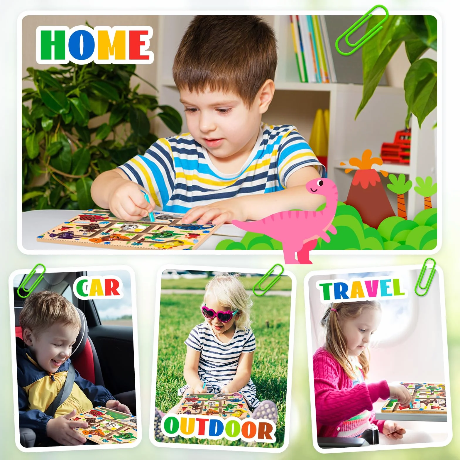 Labirinto Magnetico Giochi Montessori, Commodum Giochi Montessori Bambini, Colori e Numeri Gioco di Abbinamento, Puzzle Bambini, Dinosauro Gioco Bambini, Regalo per Bambini 3 4 5 6 Anni