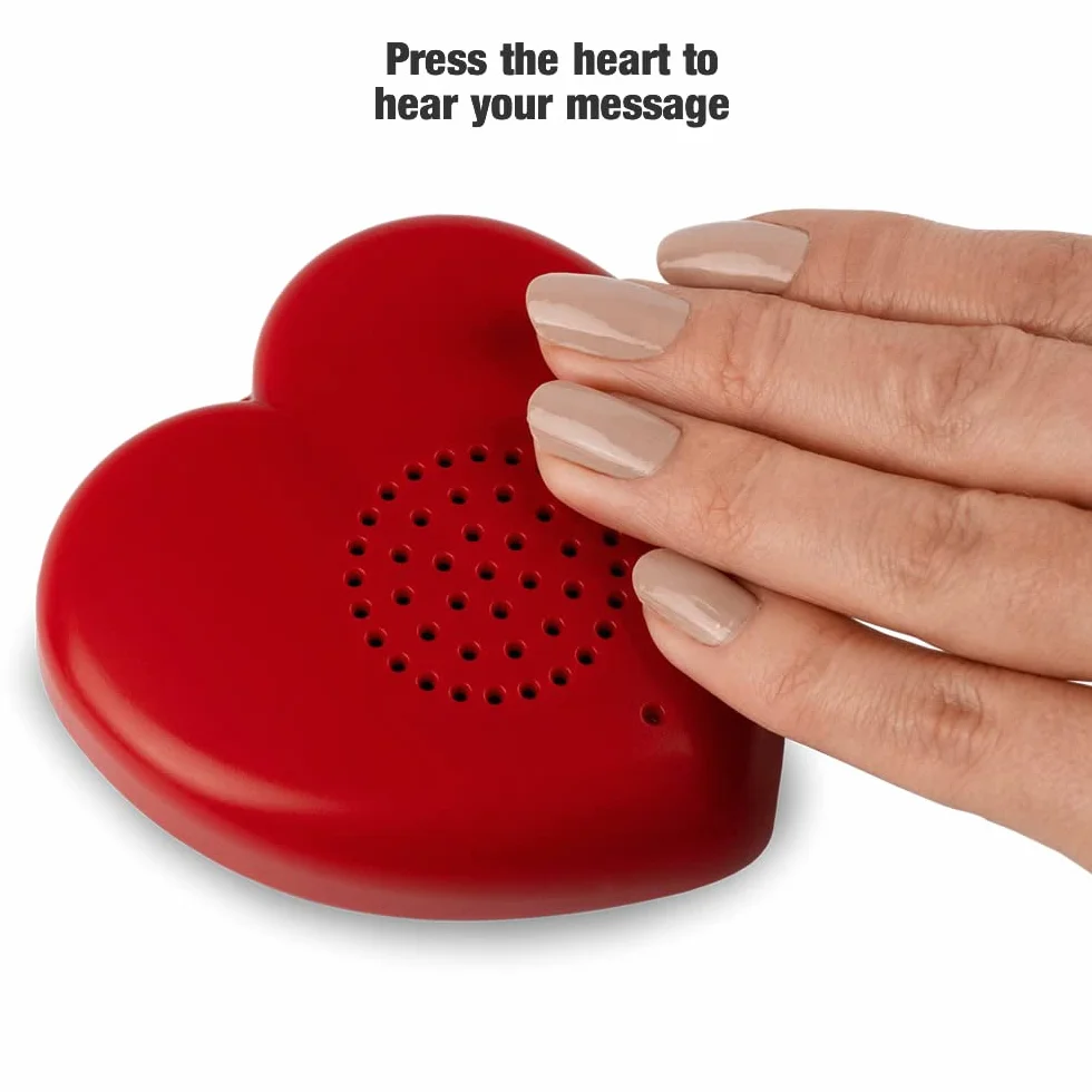 Prodotti parlanti, pulsante audio registrabile Talking Heart Voice, 2 minuti. Crea il tuo orsetto della memoria personalizzato,il peluche parlante o il ricordo del battito cardiaco del bambino (rosso)