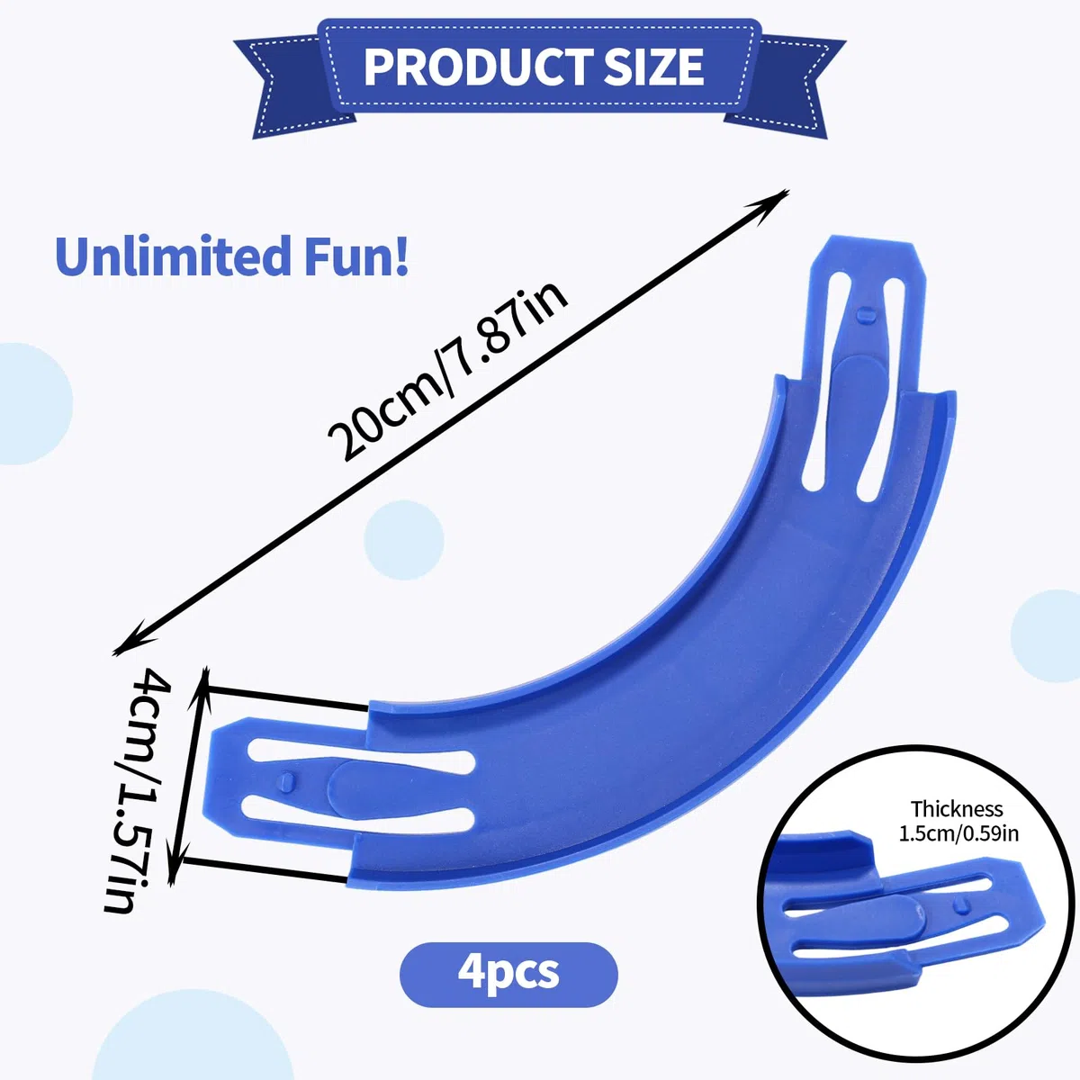 4pz Parti di Pista Girevole per Hot Wheels, 90 Gradi Connettori per Pista da Corsa Curva Auto Giocattolo Componenti Costruzione ABS il Modo da Corsa Compatibili con Hot Wheels (Blu)