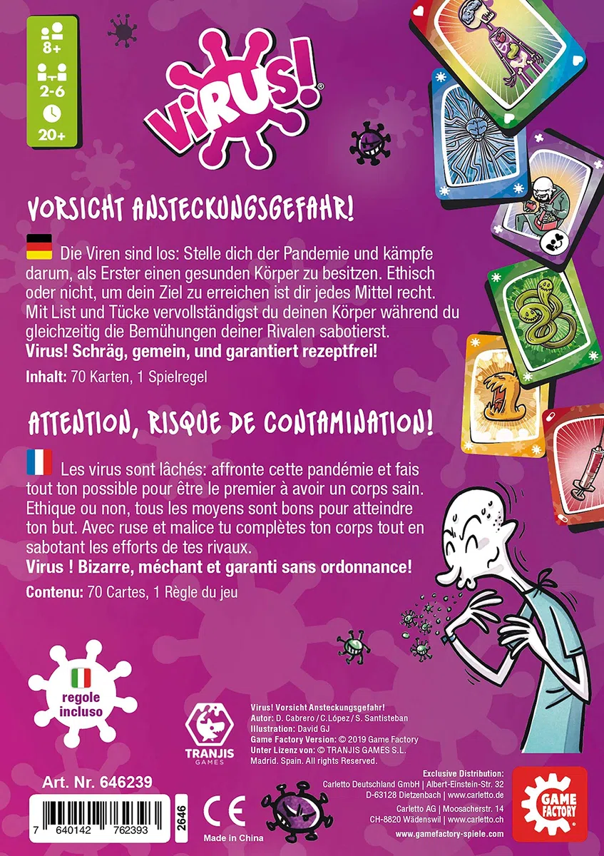 Game Factory Virus! Kartenspiel für 2 bis 6 Spieler, ab 8 Jahren