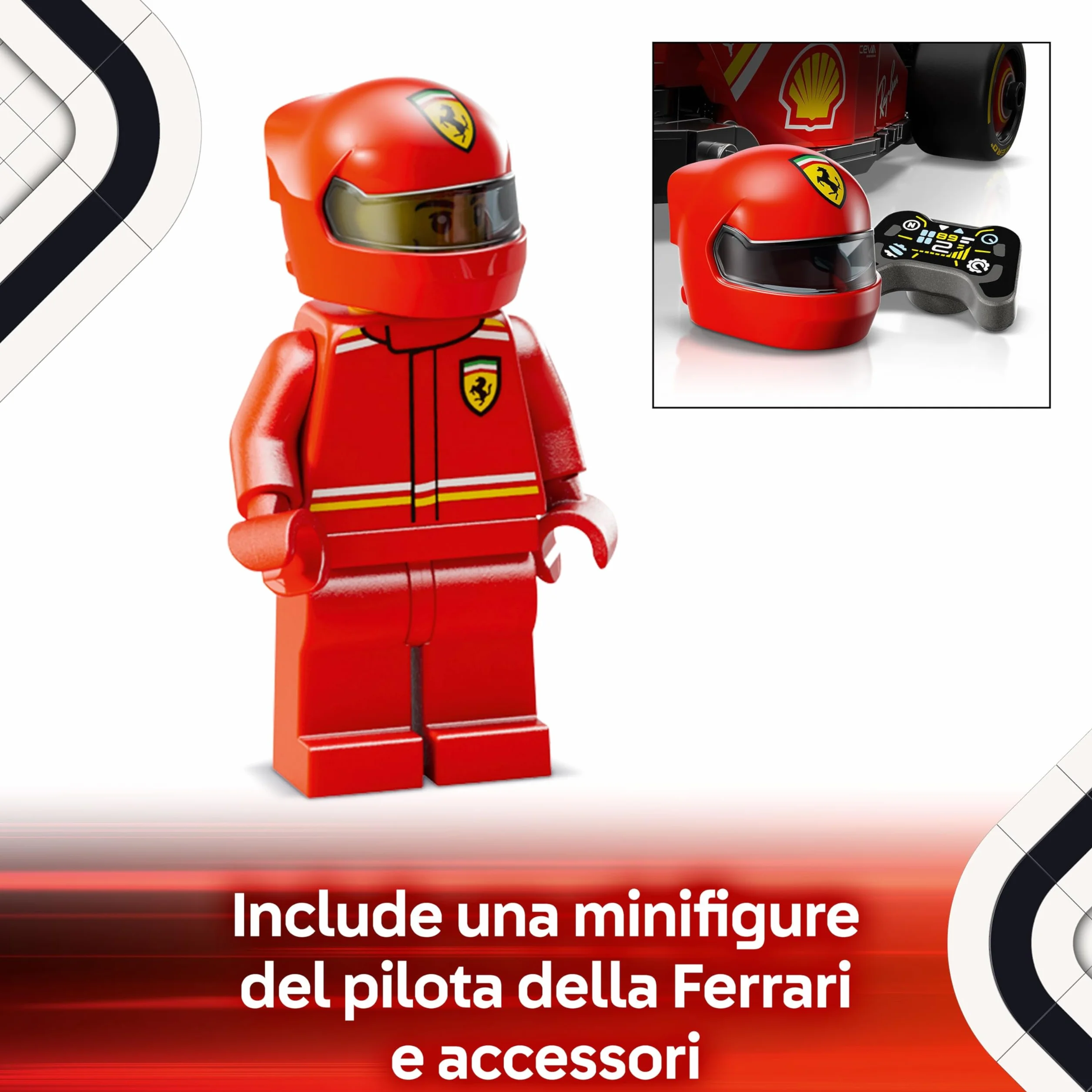 LEGO Speed Champions Ferrari F1 SF-24 77242 Auto da Corsa Giocattolo da Collezione con Minifigure Pilota