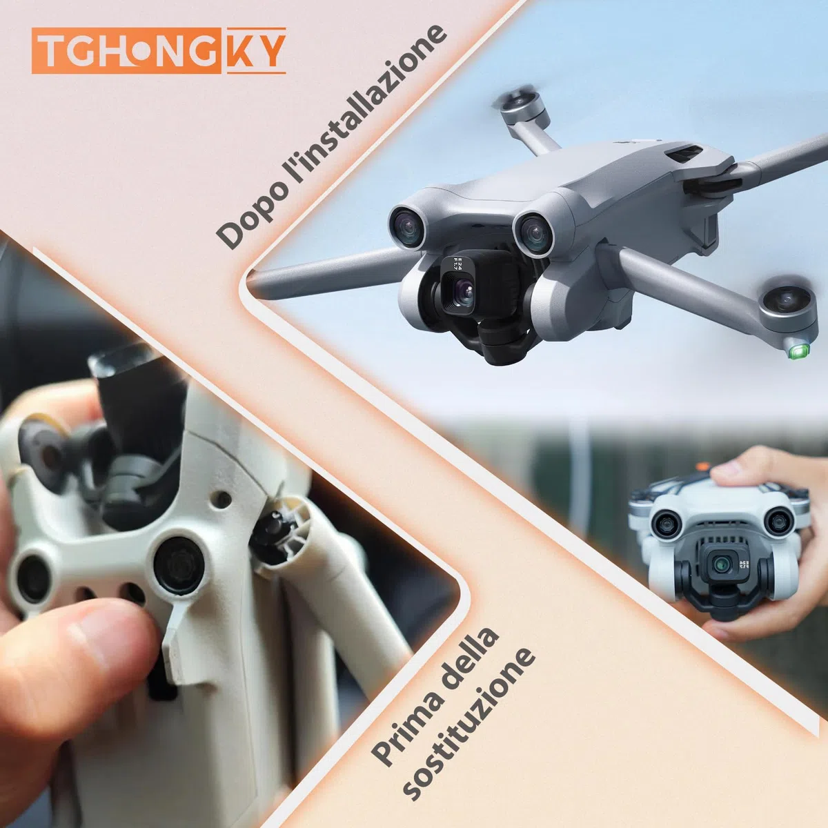 2X Braccio Anteriore Albero per DJI Mini 3 Braccio Anteriore per Mini 3 PRO Albero del Braccio Anteriore Ricambi (6*Viti per Drone Albero Braccio,1*Attrezzo)