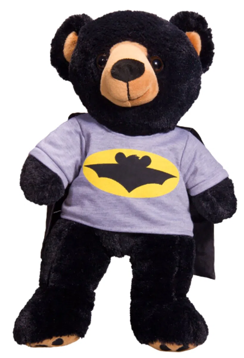 BAT MAN Orso T-shirt con mantello - 16 "/ 40cm TEDDY BEAR ABBIGLIAMENTO PER Build a orso