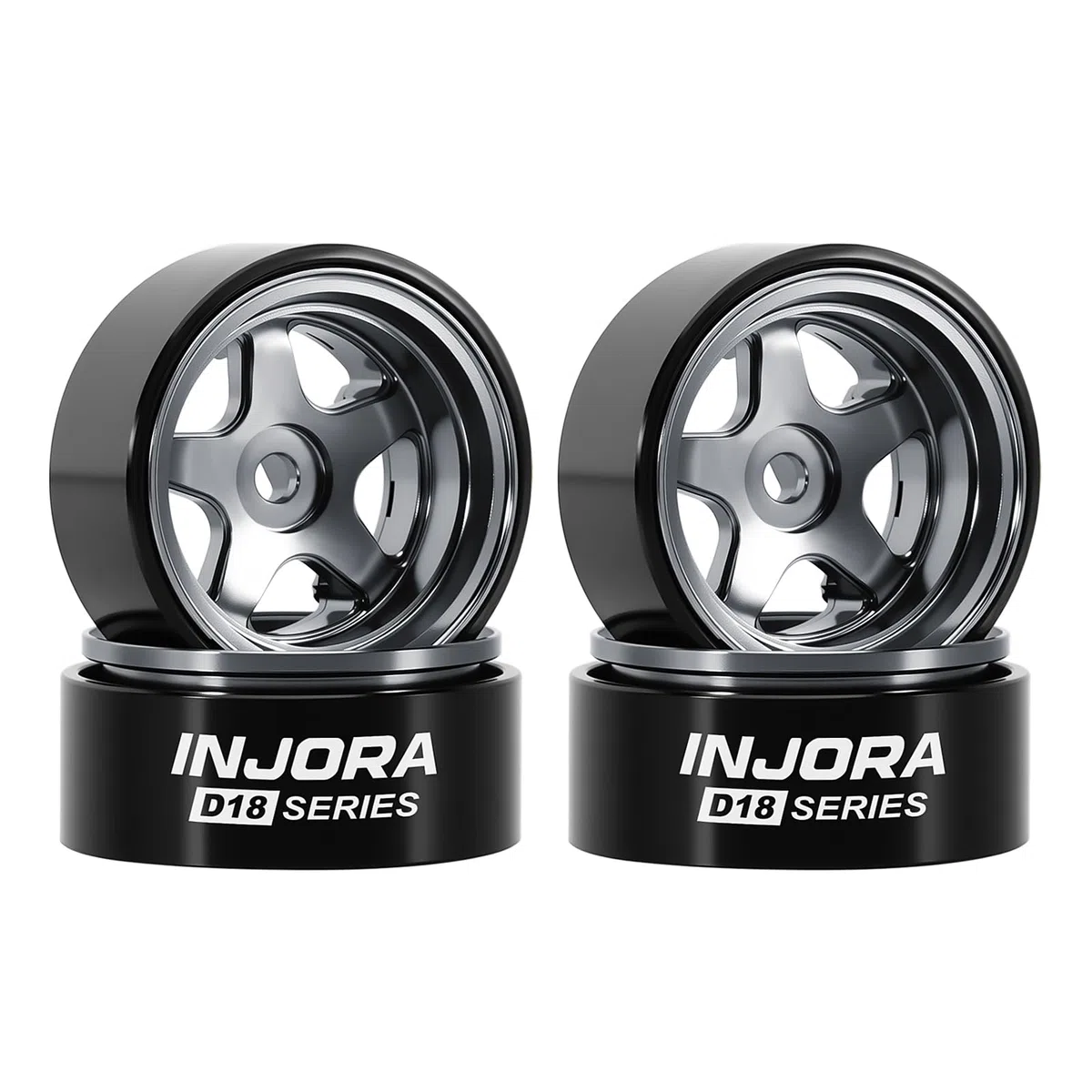INJORA 0,7" D18 Ruote in Alluminio a 5 Razze con Beadlock per 1/30 Axial SCX30 (W7002)