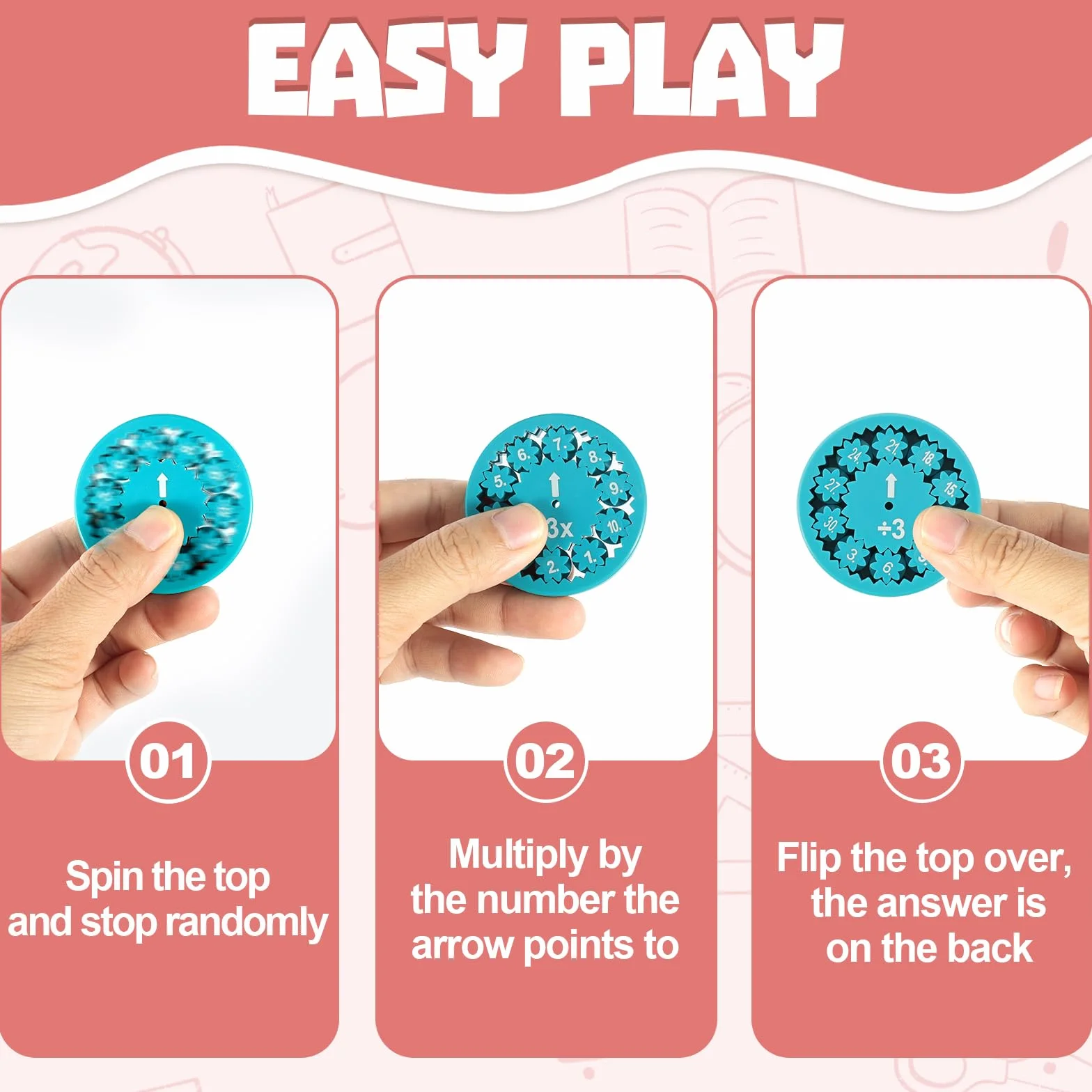 Math Fidget Spinner, 18PCS Math Fact Fidget Spinner, Fidget Toys Matematico Antistress Bambini Adulti, Giocattolo Matematico per Tutte Le età (Addizione Sottrazione Moltiplicazione Divisione)