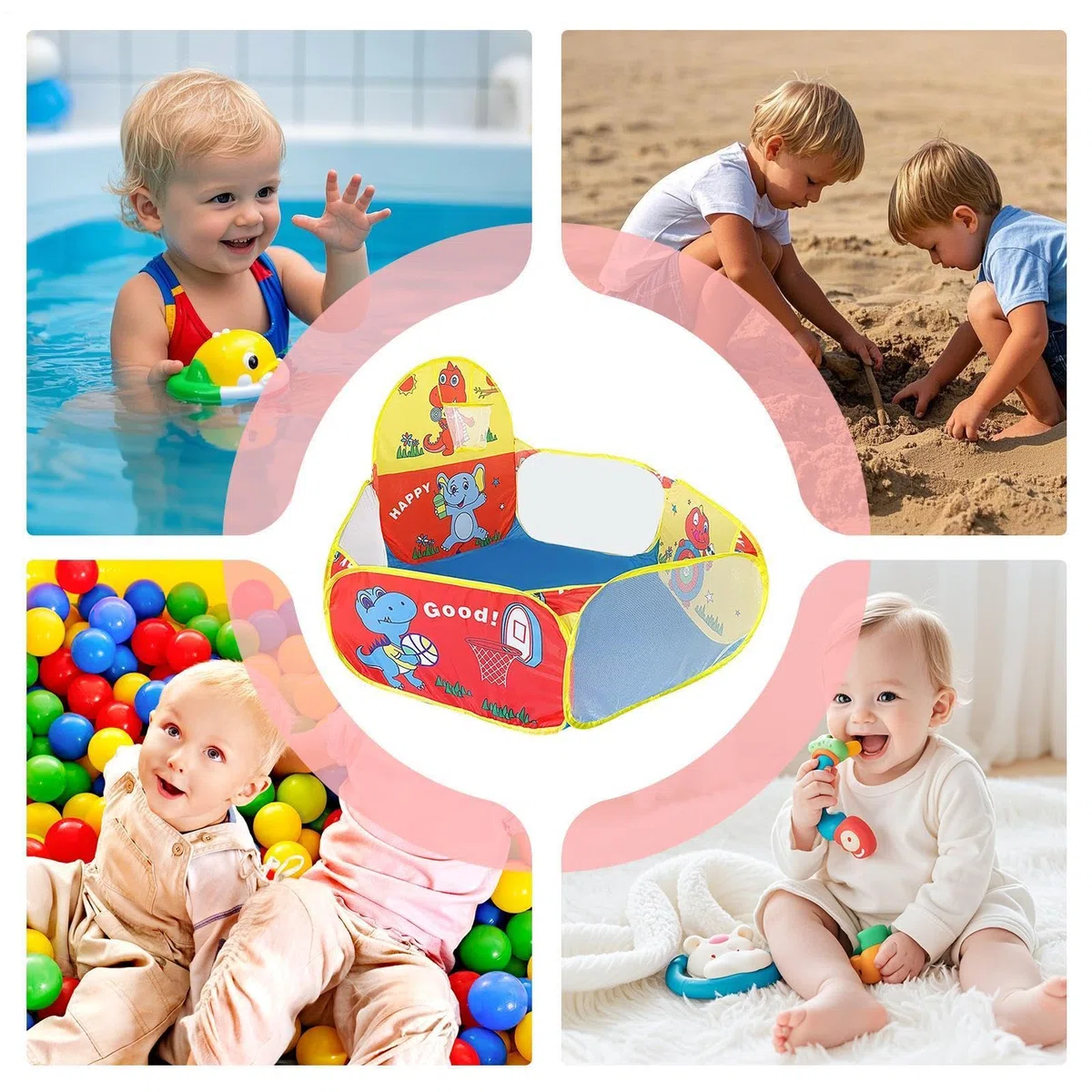 Piscina per palline per bambini - Tenda da gioco pieghevole con canestro da basket, mini vasca per palline addensata | Casetta da gioco portatile per interni ed esterni per il Ringraziamento, complean