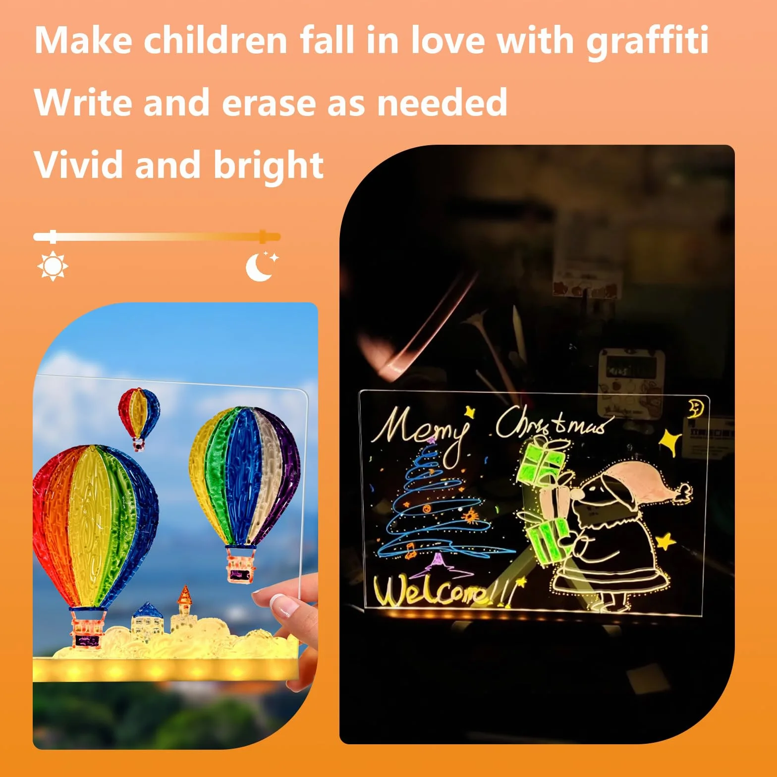 Lavagnetta in Acrilico con Luci LED Lavagna Luminosa per DisegNare con 12 Penne Neon Cancellabile Arte Creativa Desktop Illuminato per Ufficio Cafe School Casa Bambini (30 x 20 cm)