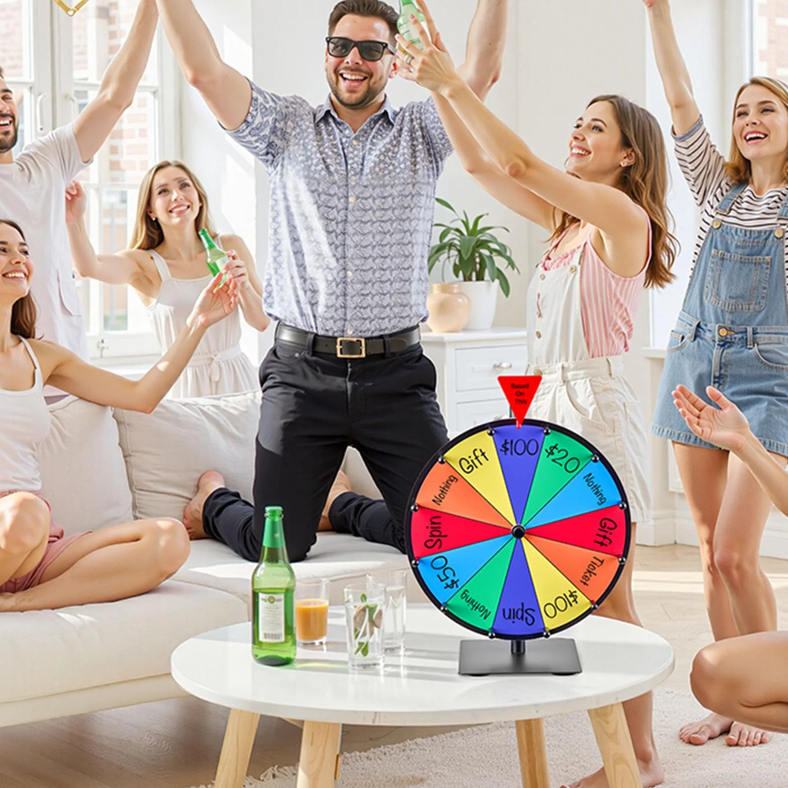 VEVOR Ruota dei Premi Girevole 305 mm, Roulette da Tavolo 12 Slot Win Fortune con Pennarello Cancellabile