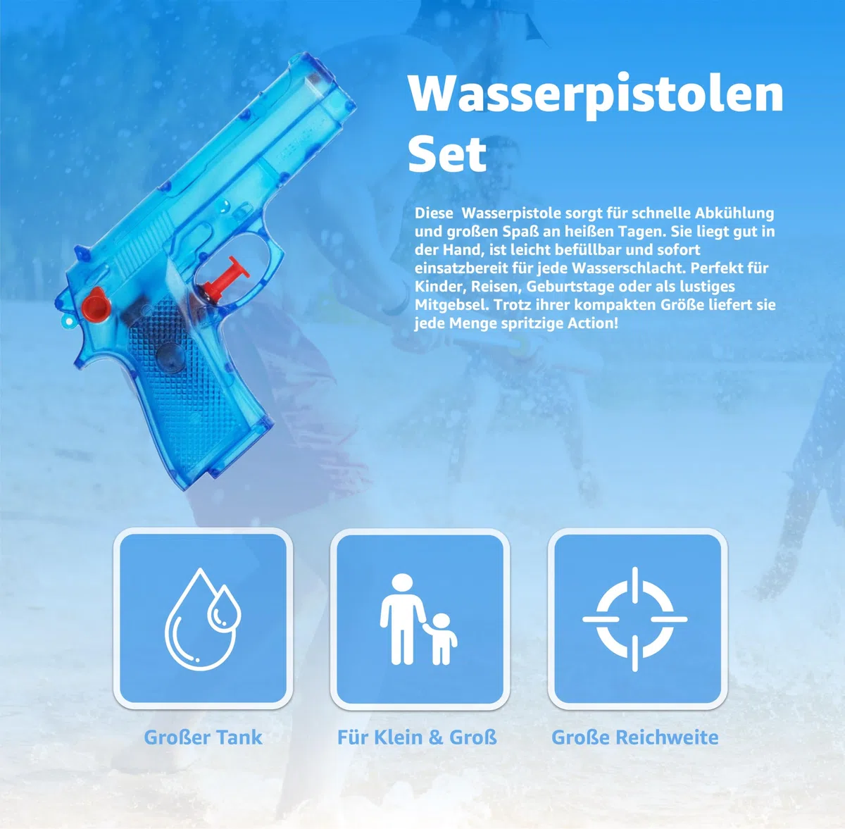 Set di 30 pistole ad acqua, 12 cm, per bambini e adulti, con portata elevata, pistola a spruzzo ad acqua, piccola per bambini (30 x pistola ad acqua, 12 cm)