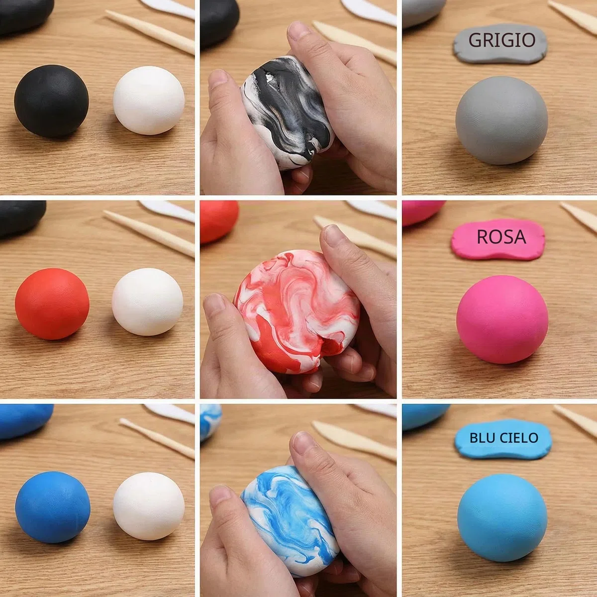 BOHS Argilla da Modellare e Melma Squishy - Set di 5 Pezzi, Colori Primari, Asciugatura All'aria - Perfetto per Progetti Artistici e Artigianali Scolastici, 500g