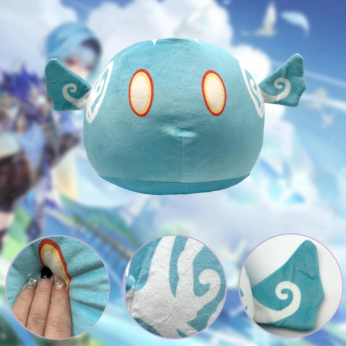 Genshin Impact Peluche, Genshin Impact Sllime Monster Plush, Cuscino di Peluche a Forma di Mostro, Mostro Peluches 35cm Bambola Regalo Decorazione