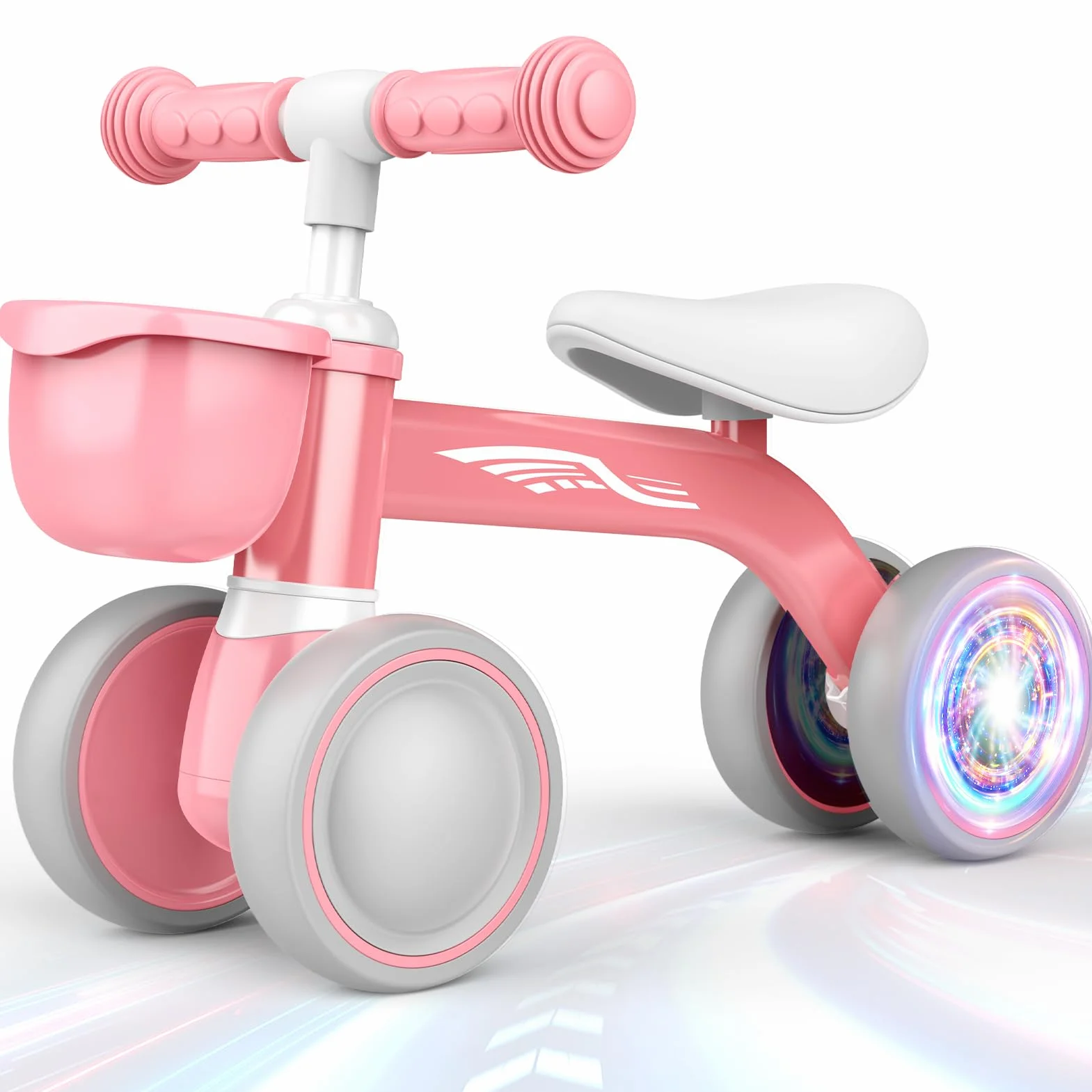 HappyGoLucky Bicicletta Bambini 12-24 Mesi con Cestino, Ruote Colorate, Ultra Leggero, Bicicletta Senza Pedali Giochi Bambina 1 2 Anni, Balance Bike Regalo Bambino 1 Anno, Primo Regalo di Compleanno