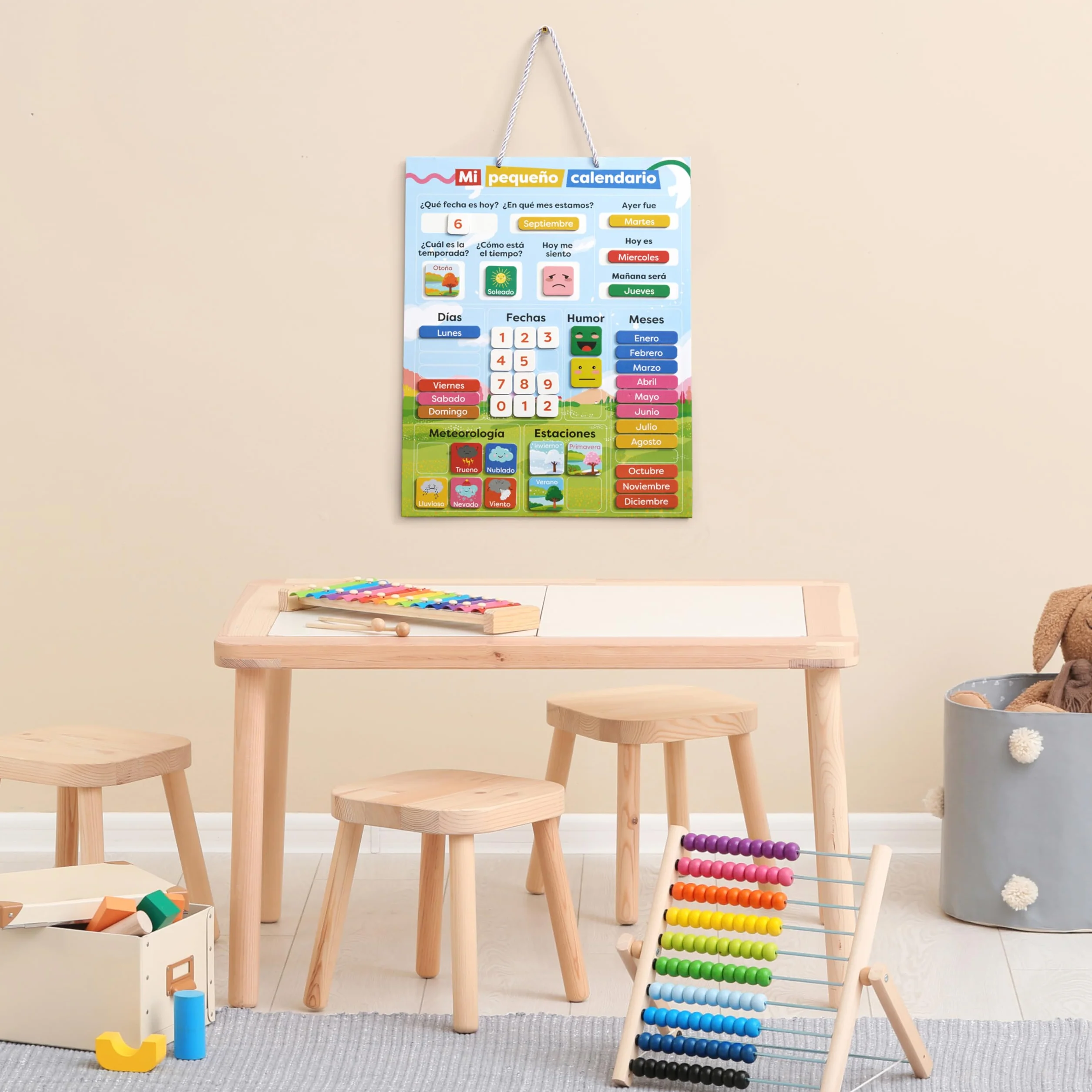 chuckle Spagnolo Calendario Magnetico Per Bambini Con Stagioni, Date E Tempo - 40 X 32 Cm - Divertente Gioco Di Apprendimento Per Bambini Dai 4 Ai 10 Anni