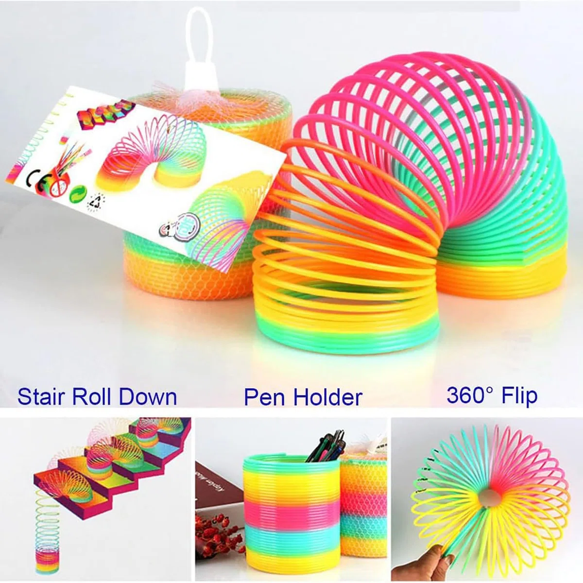 2 Pezzi Molla Giocattolo,Gadget per Bambini, Spring Toy, Rainbow Spiral, Spring Coil Arcobaleno Magico for Children Mini Molla Divertenti sorgenti Arcobaleno per Bambini