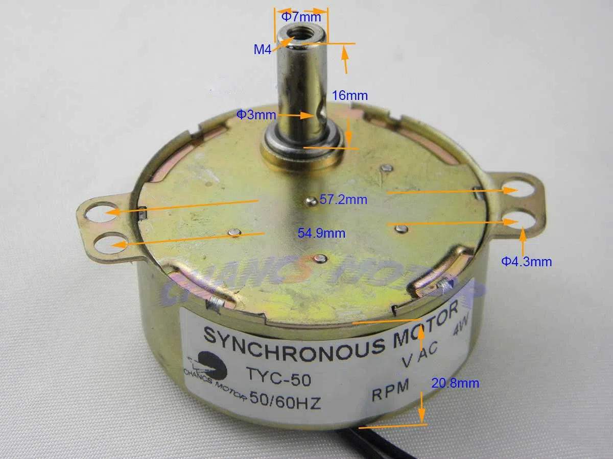 CHANCS Motore sincrono Geared TYC-50 12V AC 30-36RPM CW/CCW 4W Piccolo motore elettrico per Progetto scolastico Coppia 1kg.cm