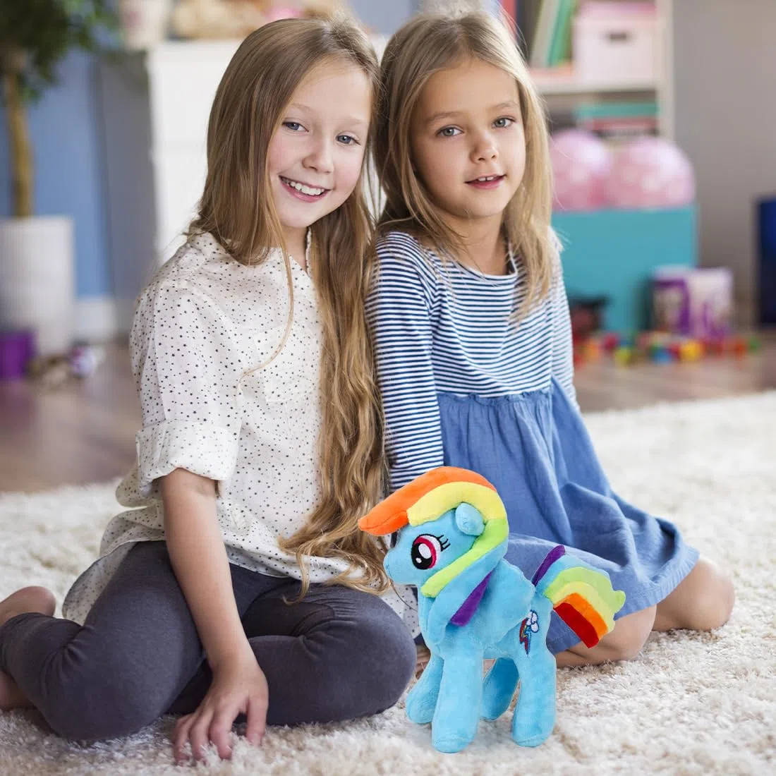 Peluche Unicorno Bambola Blu, 20cm Unicorno Peluche Cavallo Giocattolo, Unicorno Pupazzo Decorazioni Regalo per Bambini Adulti e Fans