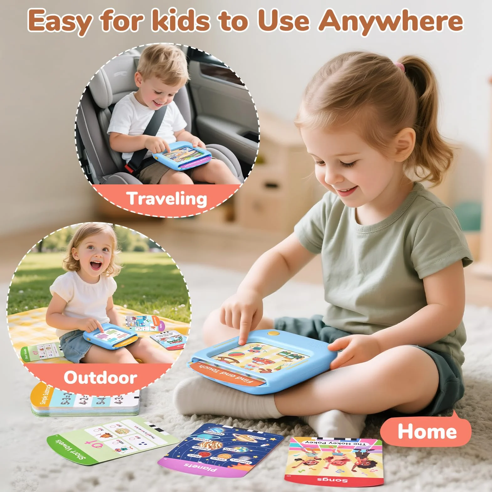 JoyCat Tablet Educativo per Bambini, 156 Pagine Carte Parlanti con 600+ Parole, Gioco Montessori per Imparare l’Inglese, Alfabeto, Fonemi, Numeri, Colori e Forme, Giochi Educativi Bambini 2-6 Anni