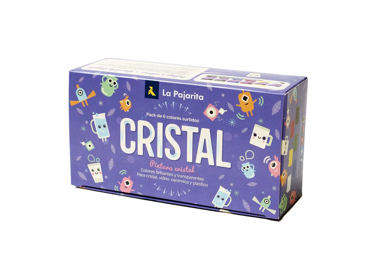 La Pajarita 999994C - Pittura cristallo acqua + pennello - 6 colori