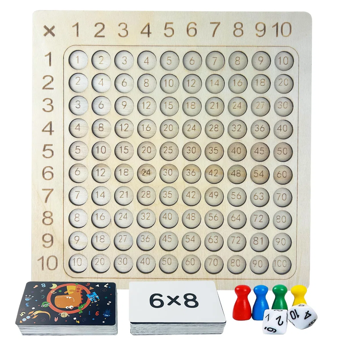 Diompirux Tabelline per Bambini Montessori, Gioco Tavolo Moltiplicazione, 10x10 Tabella Moltiplicazioni Matematica Montessori in Legno, per L'apprendimento del Calcolo nella Prima Infanzia