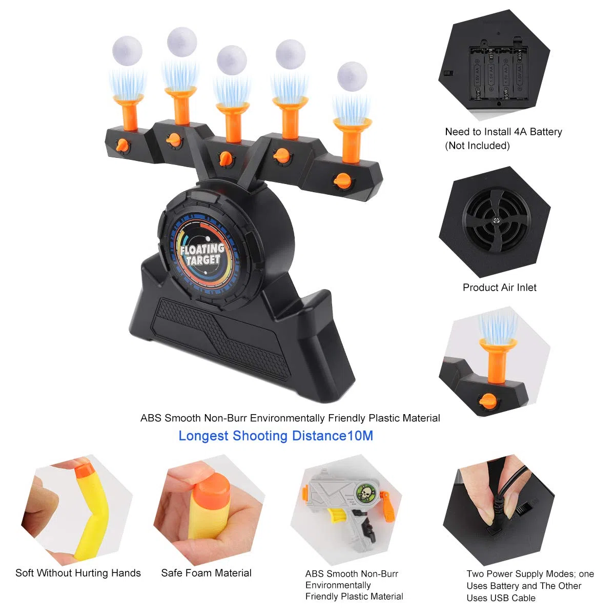 Herefun Gioco Bersaglio Galleggiante, Bersaglio Galleggiante Elettrico, Giochi di tiro Elettrico, Freccette Gioco Sparatutto Shooting Giocattoli da Allenamento con 2 Pistole, 10 Proiettile