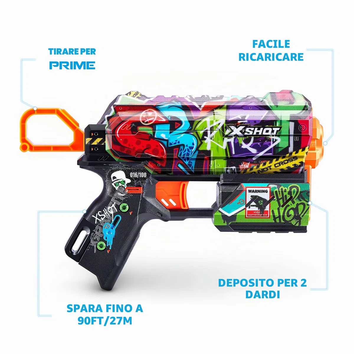 X-Shot Skins Flux, Graffiti, Blaster a freccette in schiuma (confezione da 2, 16)