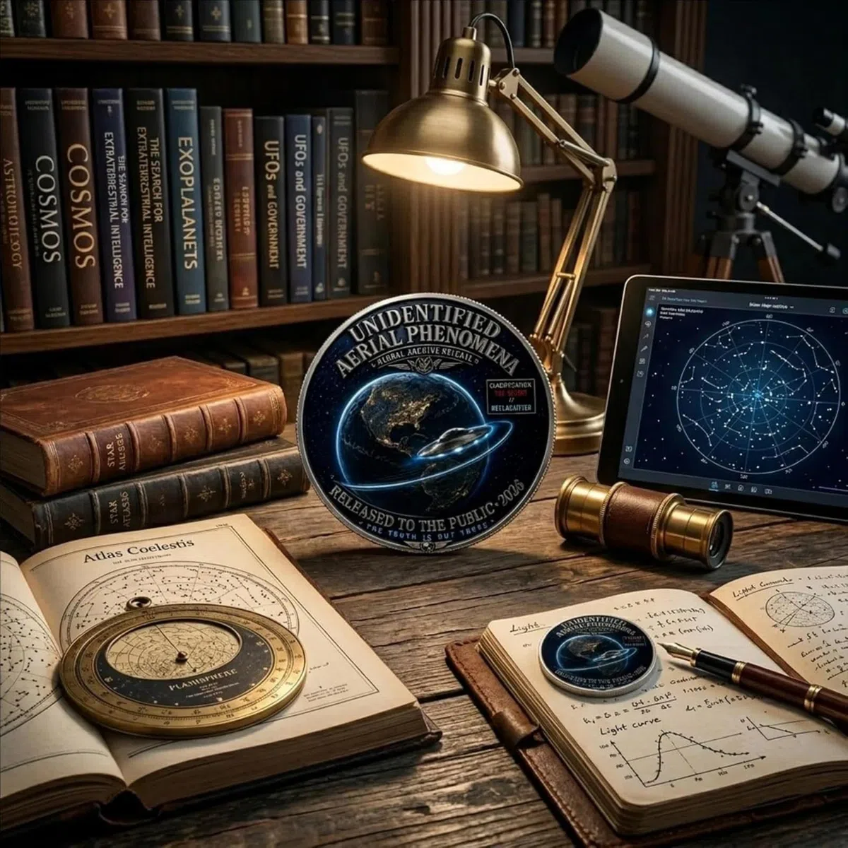 Moneta commemorativa UFO Disclosure 2026, moneta sfida a doppia faccia UFO Files, gettone da collezione Area 51 Declassified Files, appassionati di alieni e fantascienza (01#)