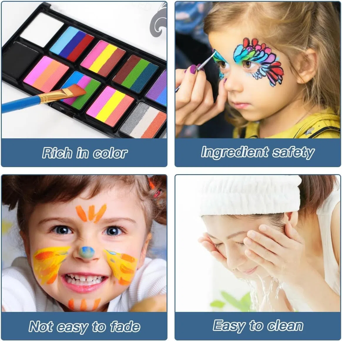 Truccabimbi Trucco per Bambini, Truccabimbi Kit Anallergici Atossici 26 Colori per Body Painting, Trucca Bimbi Viso con 40 Stencil Tatuaggio, Adatto per Halloween, Carnevale, Natale