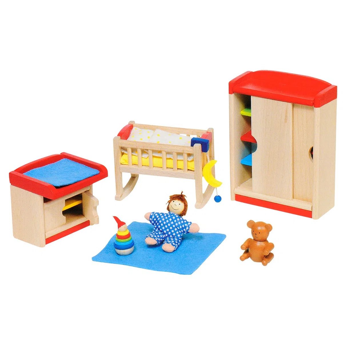 Goki 51905 - Camera dei Bambini, 12 Pezzi, mobili per la casa delle Bambole