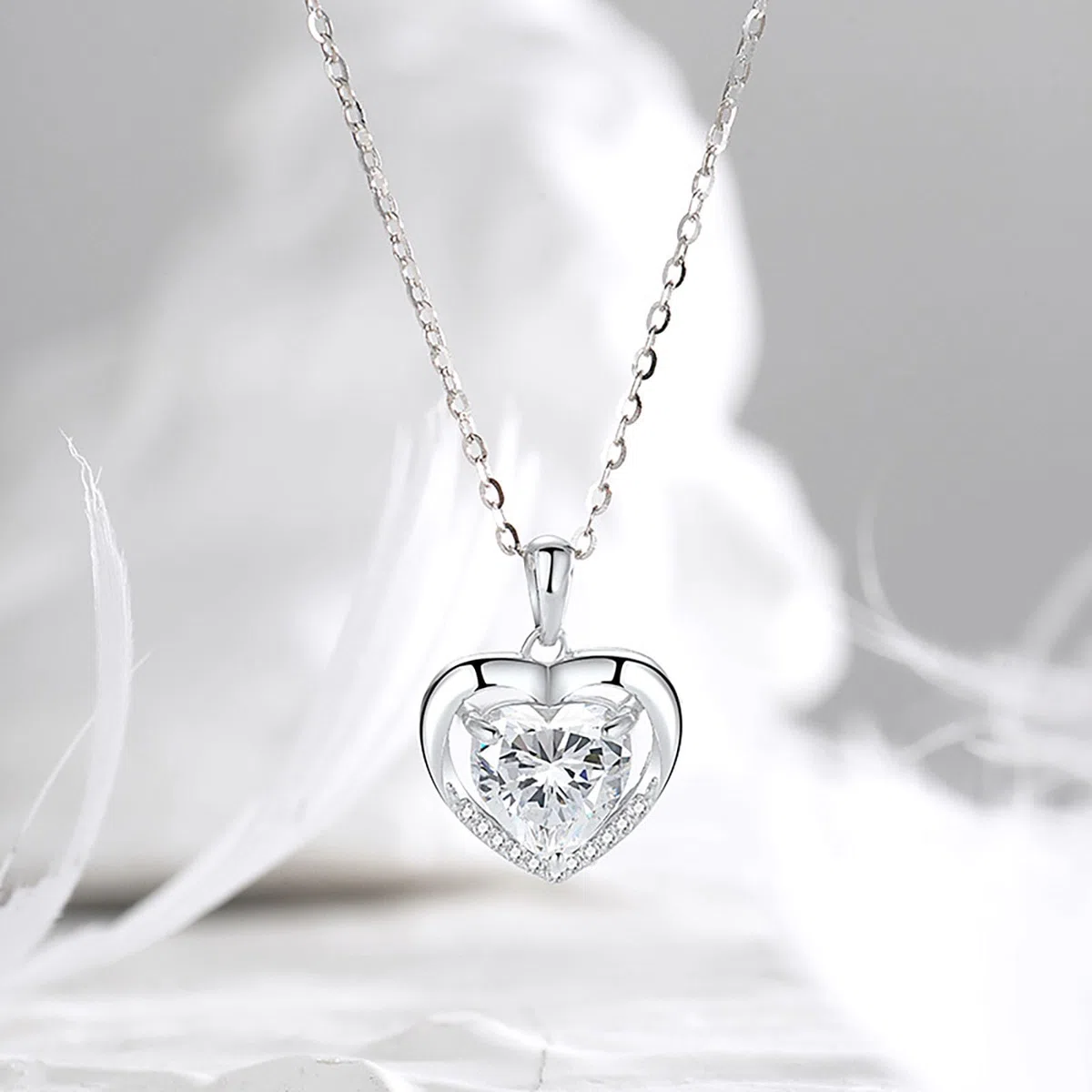 Collana Argento 925 per Donna e Bambina - Ciondolo Cuore con Zirconia Cubica - Gioiello Elegante per Ragazza
