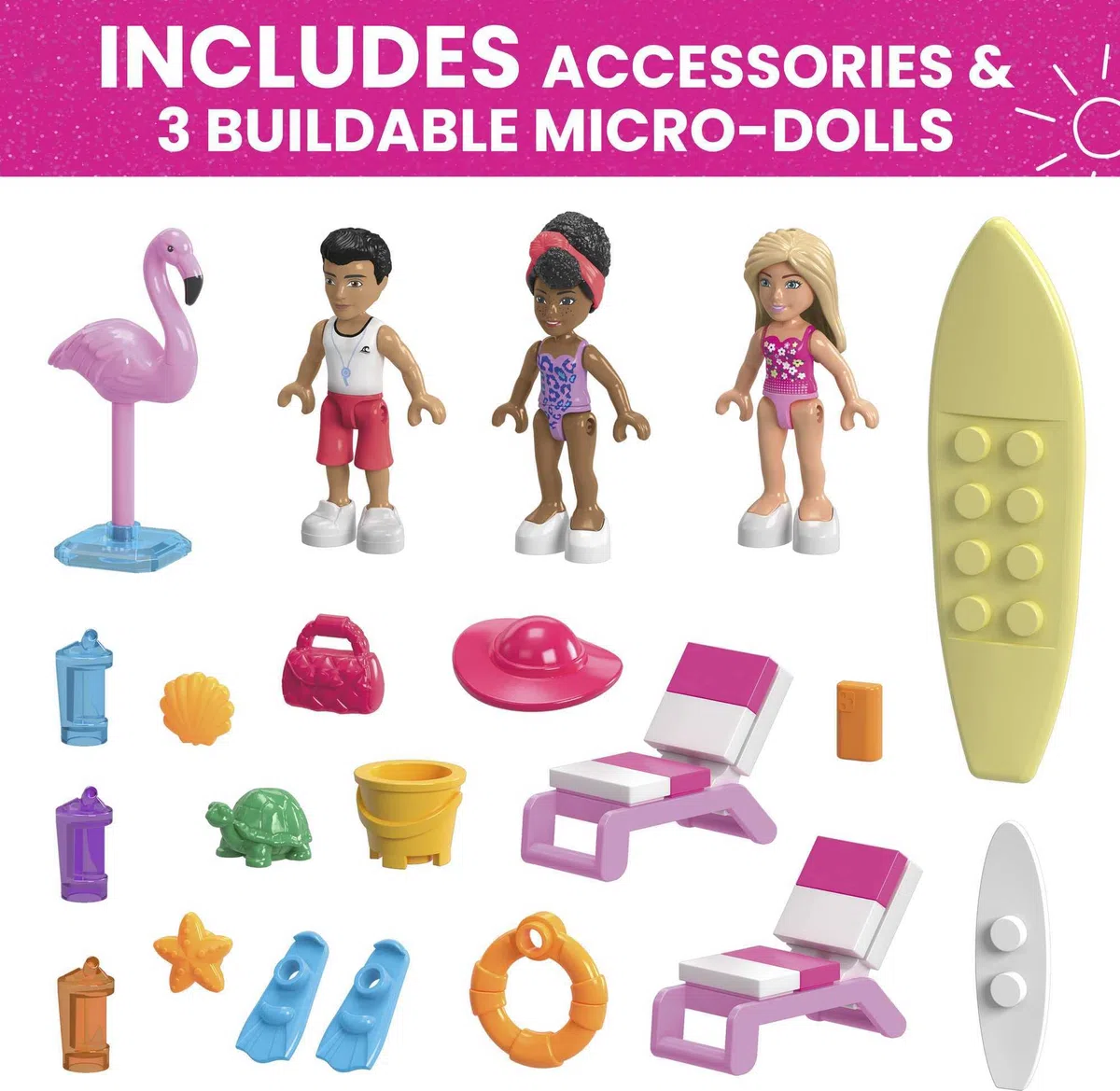 MEGA Barbie - Barca dei Sogni di Malibu, playset da costruire da 317 pezzi, include 3 mini bambole, 2 cuccioli e tanti accessori, giocattolo per bambini,, 6+ anni, HPN79