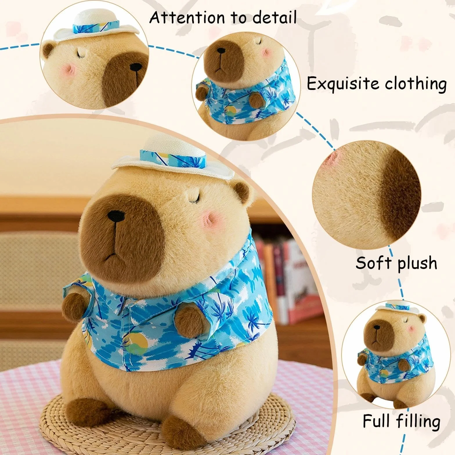 25 CM Capibara Peluche Grande Capibara Gadget Morbido Capybara Pupazzi Cartoni Animati Kawaii con Cappello Festivo e Papillon Cuscino e Decorazione Regalo per Bambini Adulti (Blu)